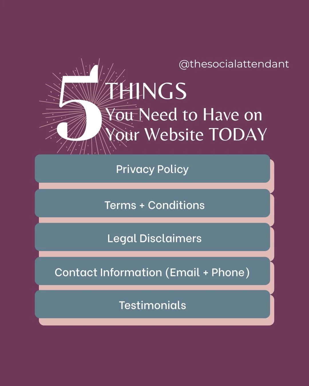 🚨 Your website might be gorgeous&hellip; but is it legit? 👀✨

Before you post another gallery or tweak your &ldquo;About&rdquo; section, make sure you&rsquo;ve got these 5 essentials every wedding creative needs on their website:

1️⃣ Privacy Polic