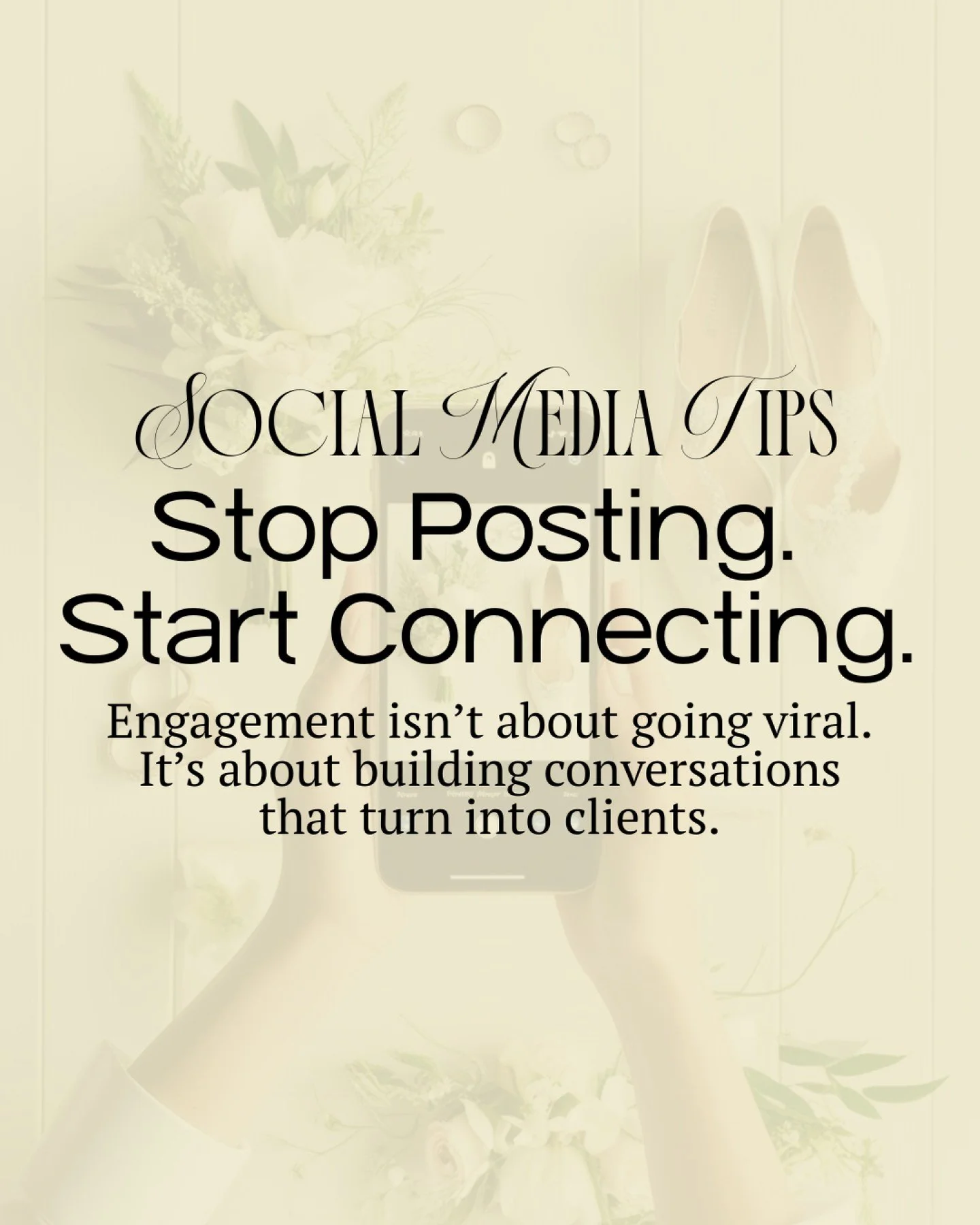 Engagement isn&rsquo;t about chasing the algorithm.
It&rsquo;s about creating conversations your dream clients want to be part of.

Wedding pros who build community always win in the long term.

If your content feels like you&rsquo;re talking into th