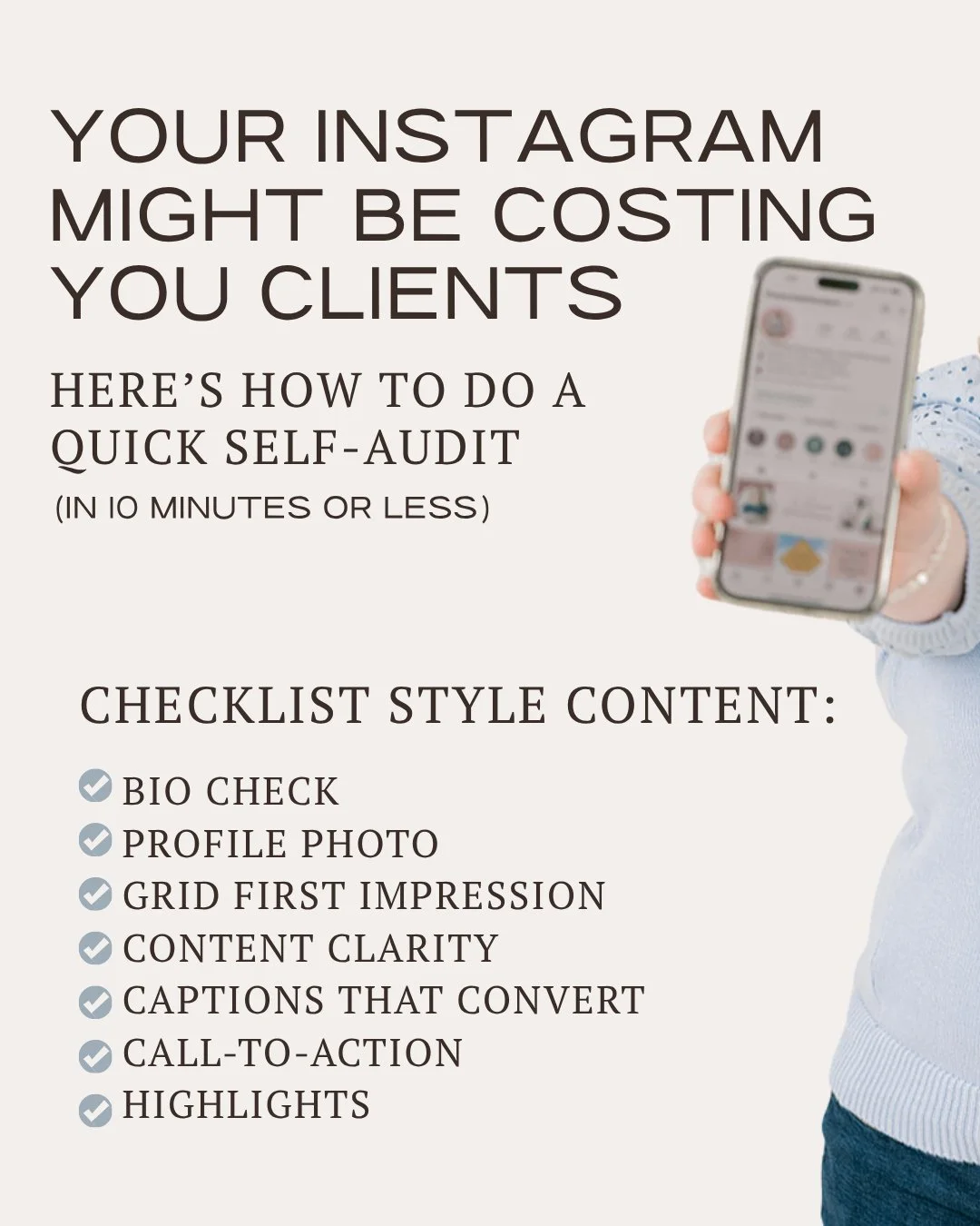 Let&rsquo;s be honest for a second&hellip;

You can post pretty photos all day, but if your Instagram isn&rsquo;t clear, strategic, and intentional?
You&rsquo;re probably leaving bookings on the table.

Here&rsquo;s the good news:
You don&rsquo;t nee