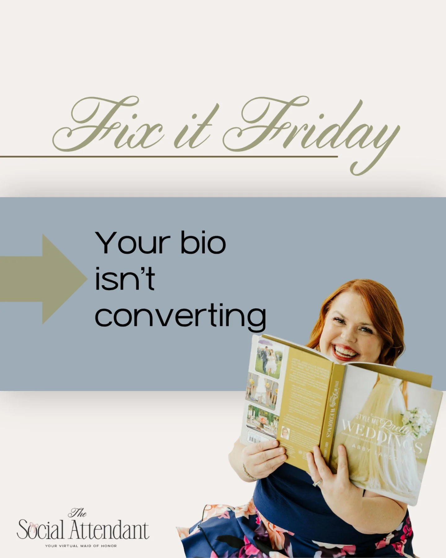 Your bio might be the reason you&rsquo;re not getting inquiries.

Wedding pros, if it&rsquo;s not clear what you do, who you serve, and how to work with you&hellip; your ideal clients are clicking away. Clarity converts.

When your bio is aligned wit
