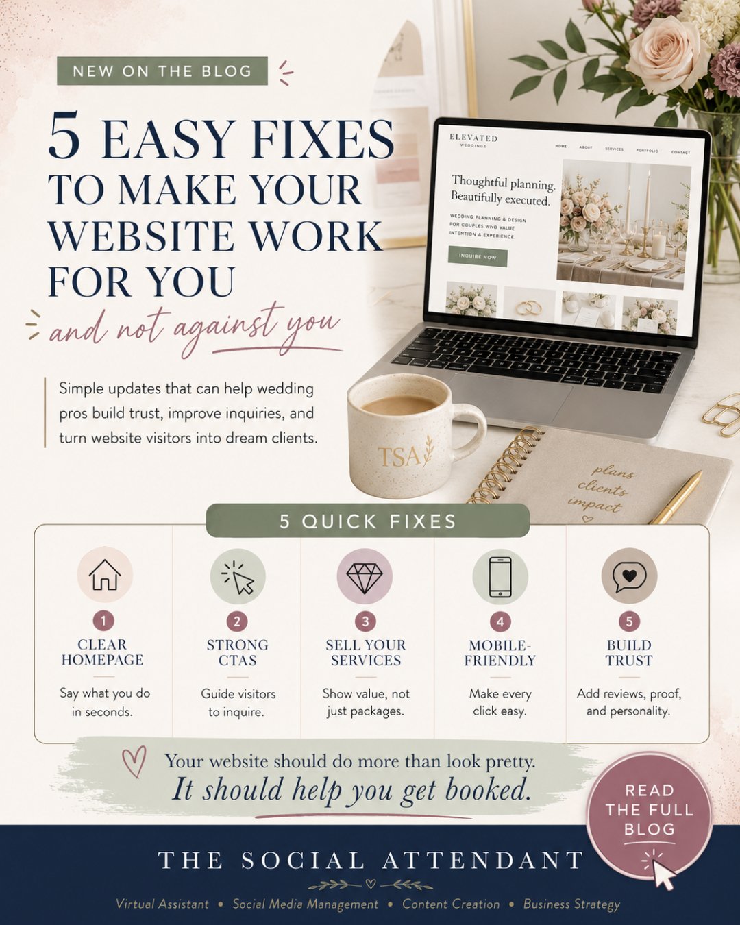 Your website might be pretty&hellip; but is it actually booking clients?

Because here&rsquo;s the thing: a beautiful website is great, but if dream clients land there and feel confused, overwhelmed, or unsure what to do next, they&rsquo;re probably 