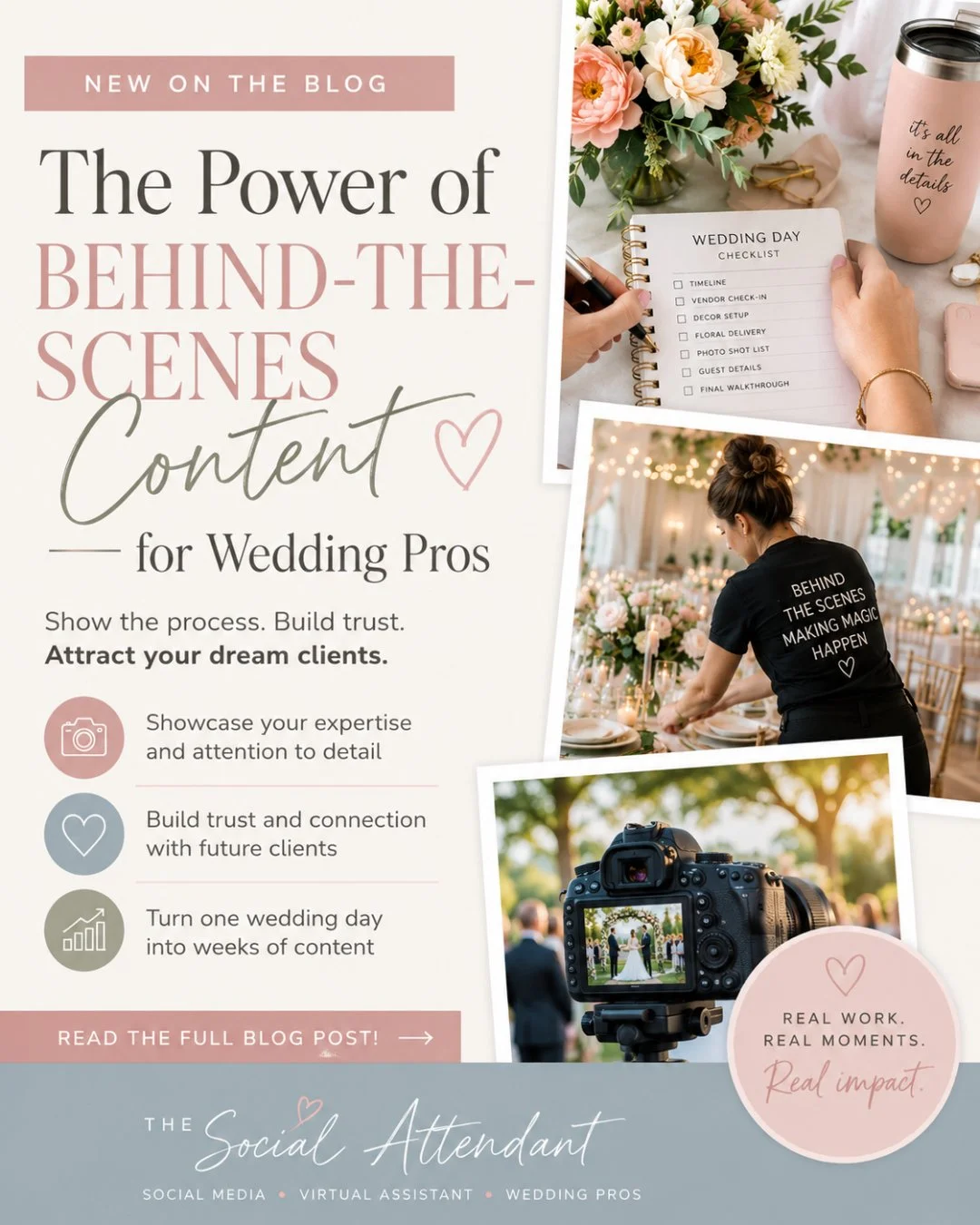 Your finished work is gorgeous, but your behind-the-scenes content? That&rsquo;s where future clients really start to trust you.

BTS content shows the care, prep, problem-solving, and tiny-but-mighty details that make wedding days feel seamless. Whe