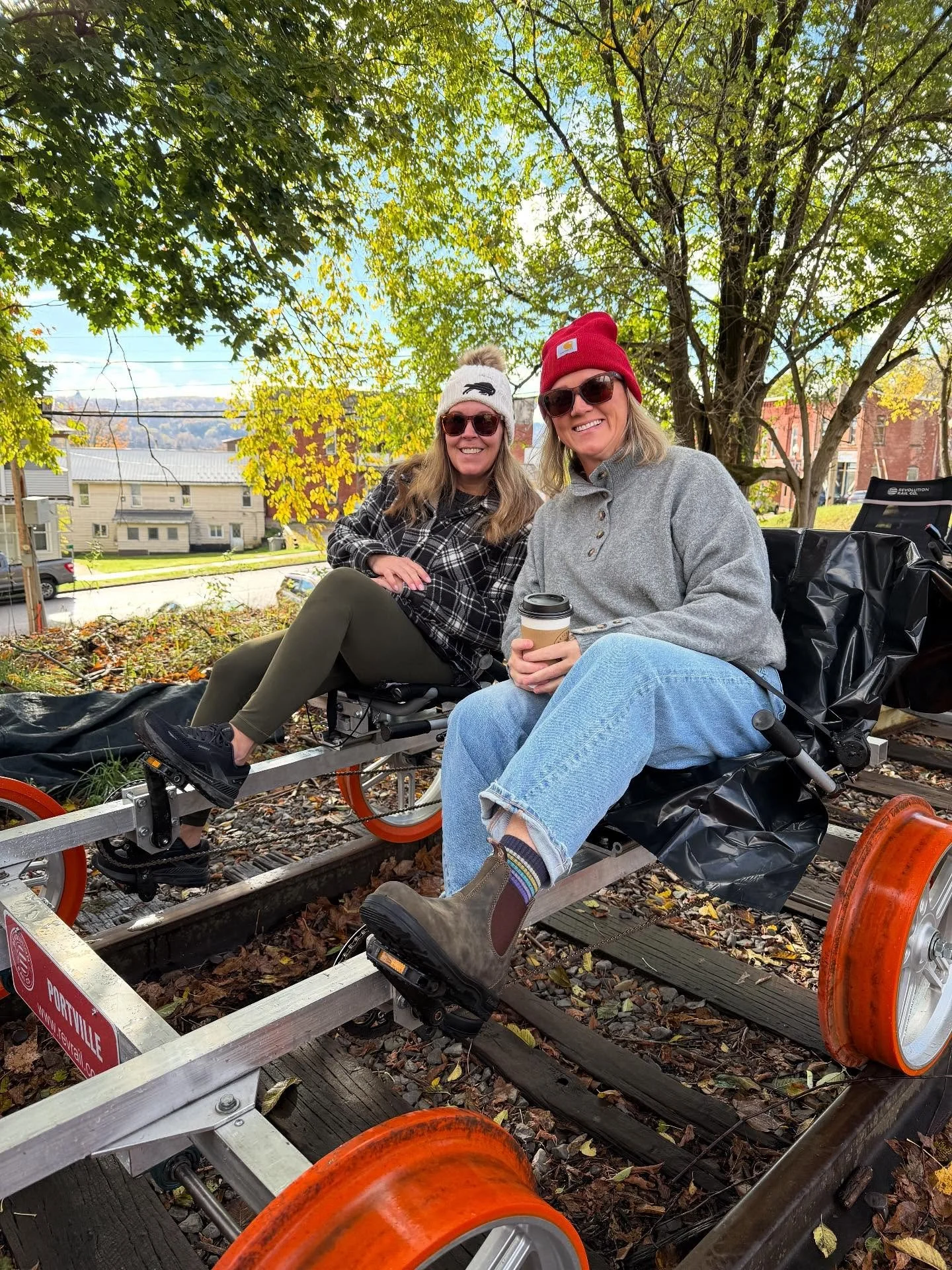 Caught the last bit of fall color this weekend! 🍁🛤️🍂

 @revrailco did pop up rail bike rides for the weekends in the month of October and we were lucky enough to grab two of the tickets. The ride was crisp, but absolutely beautiful. It sounds like