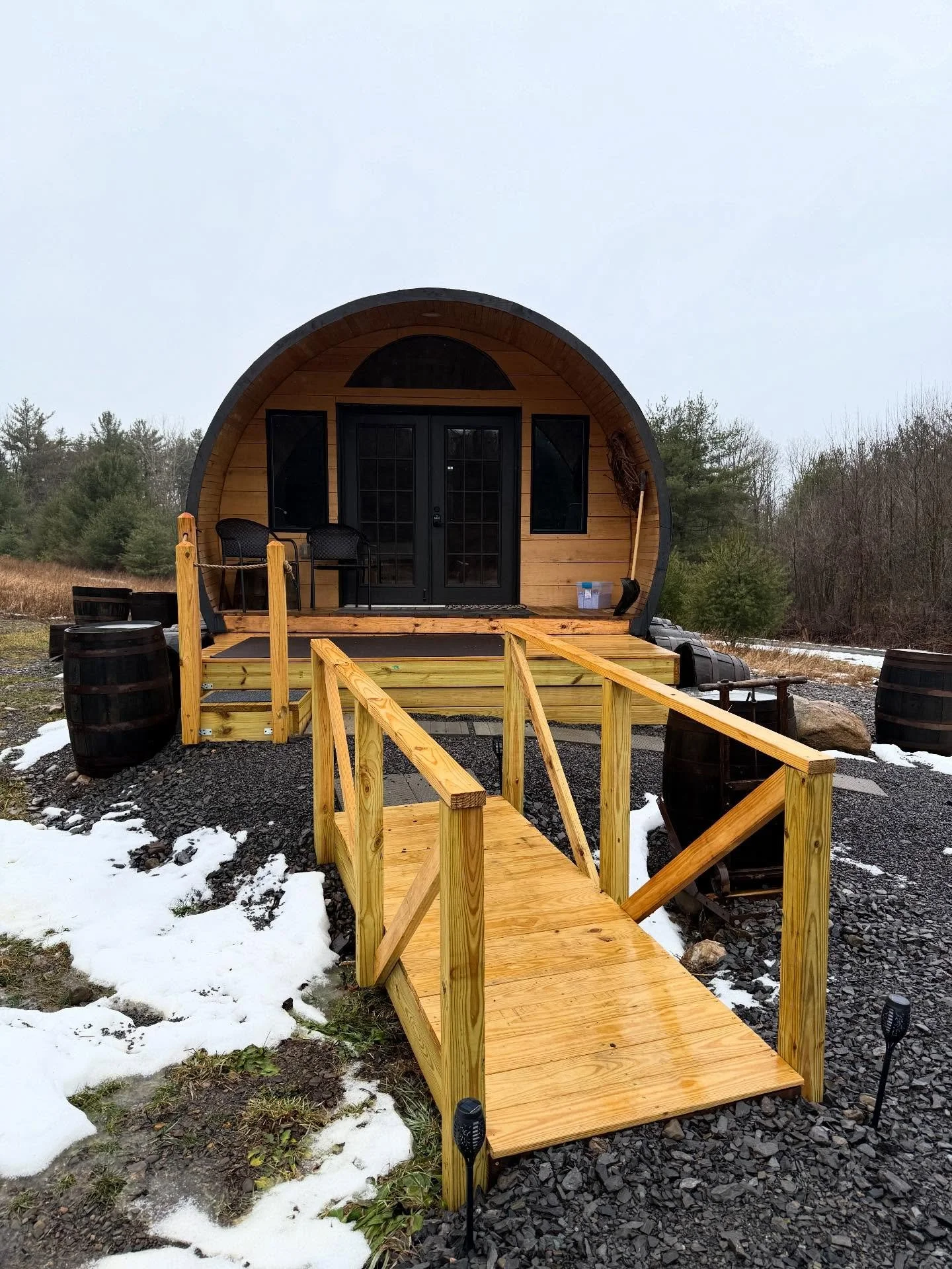 What could be more perfect than staying in a wine barrel after wine tasting in the Finger Lakes? 🍷

The barrel is located on Keuka Lake, just minutes from some of my favorite wineries and distilleries in the FLX. 

We made a reservation for the maca