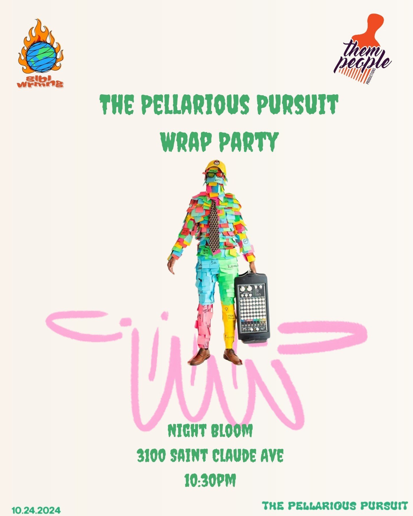Tonight after the debut show of The Pellarious Pursuit we&rsquo;ll have a wrap party/ after party over by our fam at @nightbloombar. 10:30p-Until. Good drinks, good music, great vibes! Come celebrate this monumental occasion with @pellyeah , cast, an