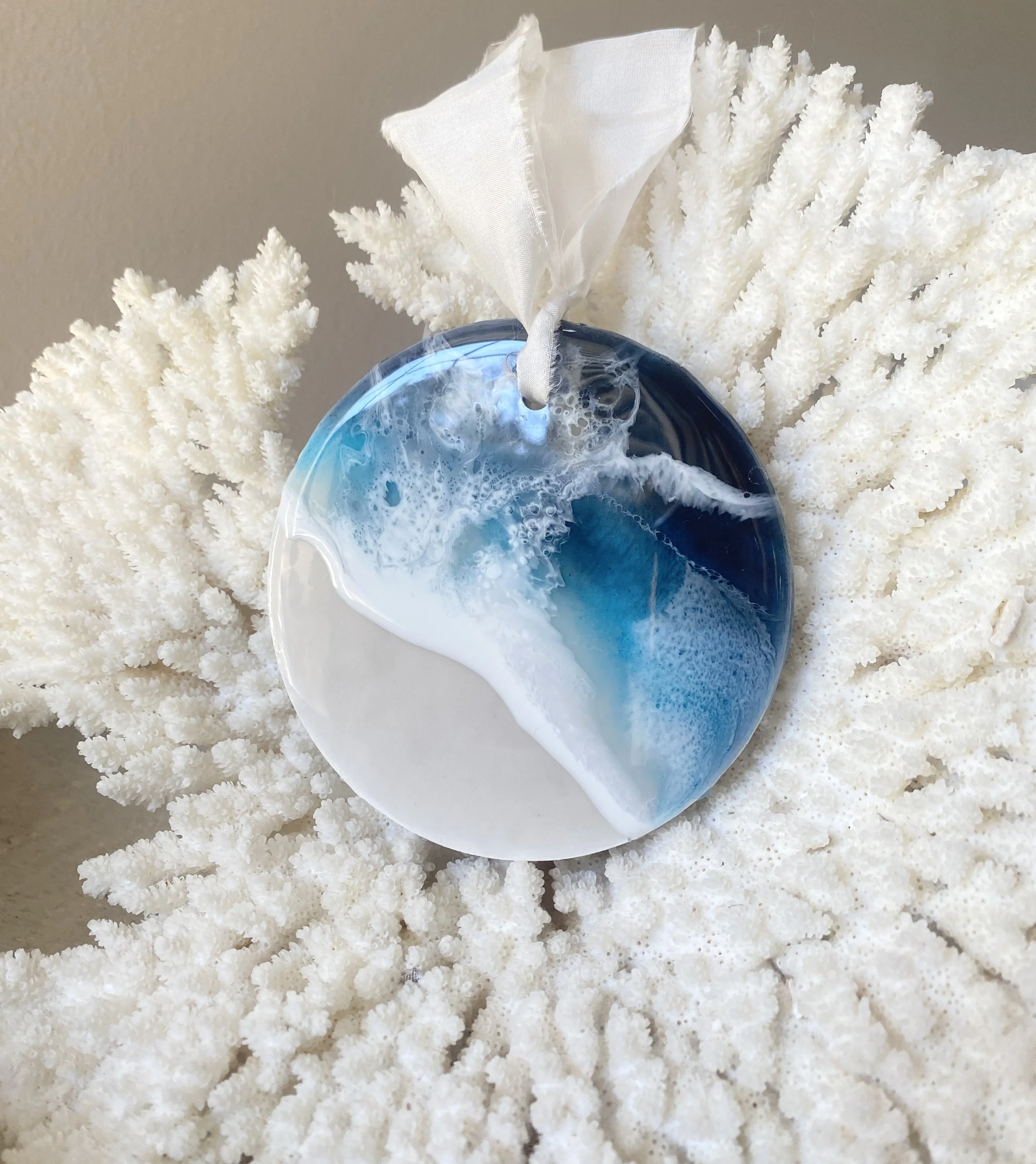 Beach Ornaments w/ silk ribbon