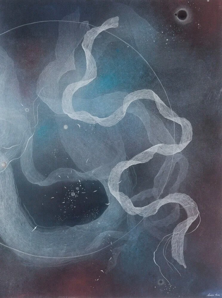 Untethered, pastel and charcoal on paper