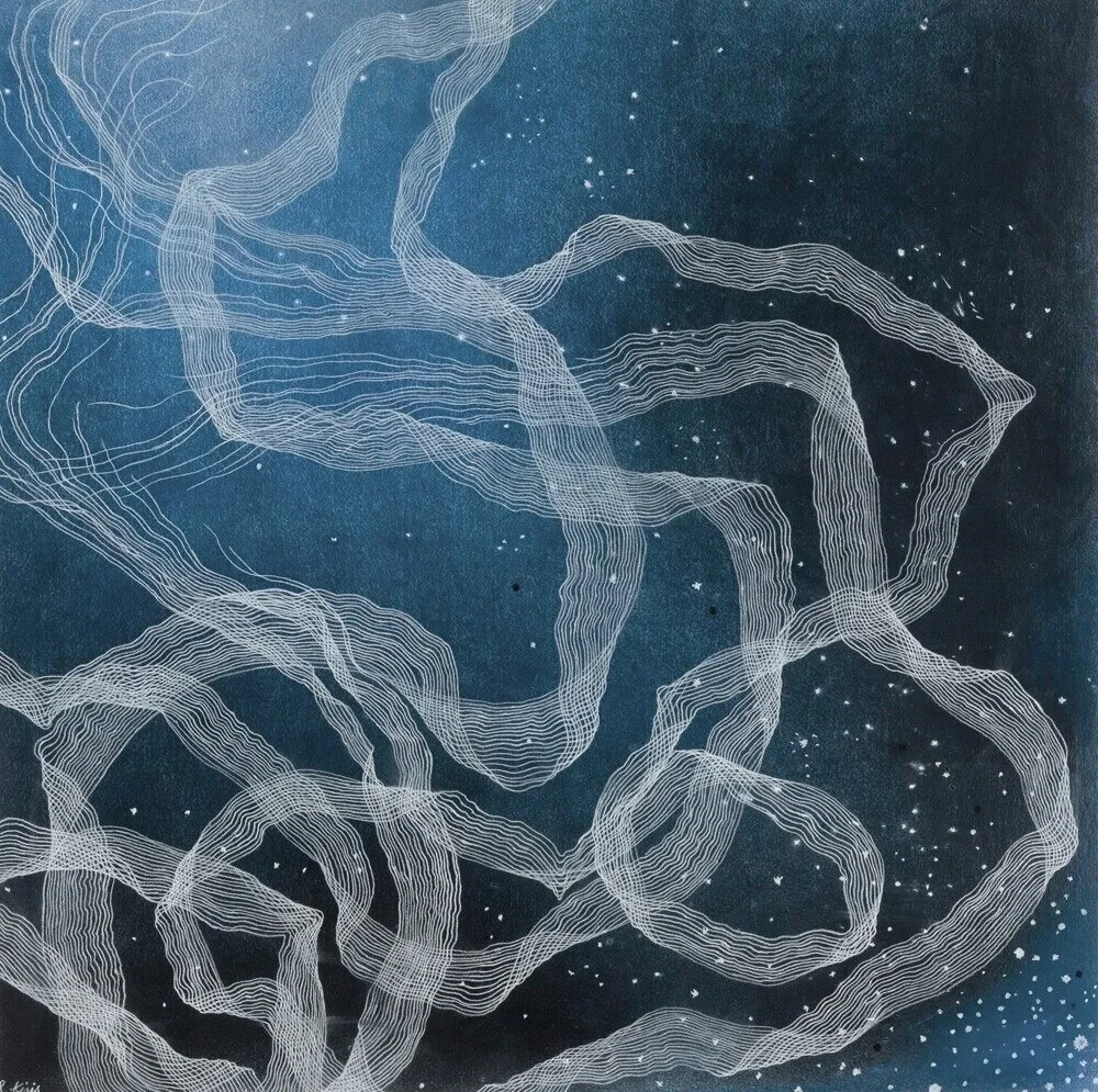 Undone, pastel and charcoal on paper