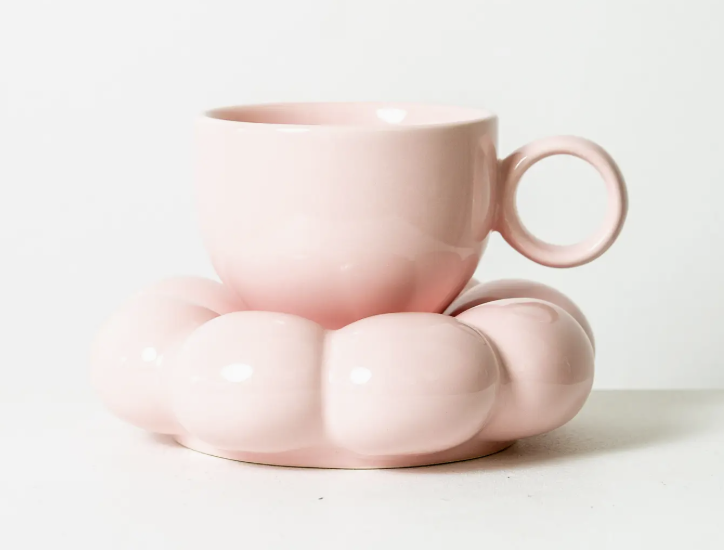 Lottie tea cup and saucer - pink - LA LUNA