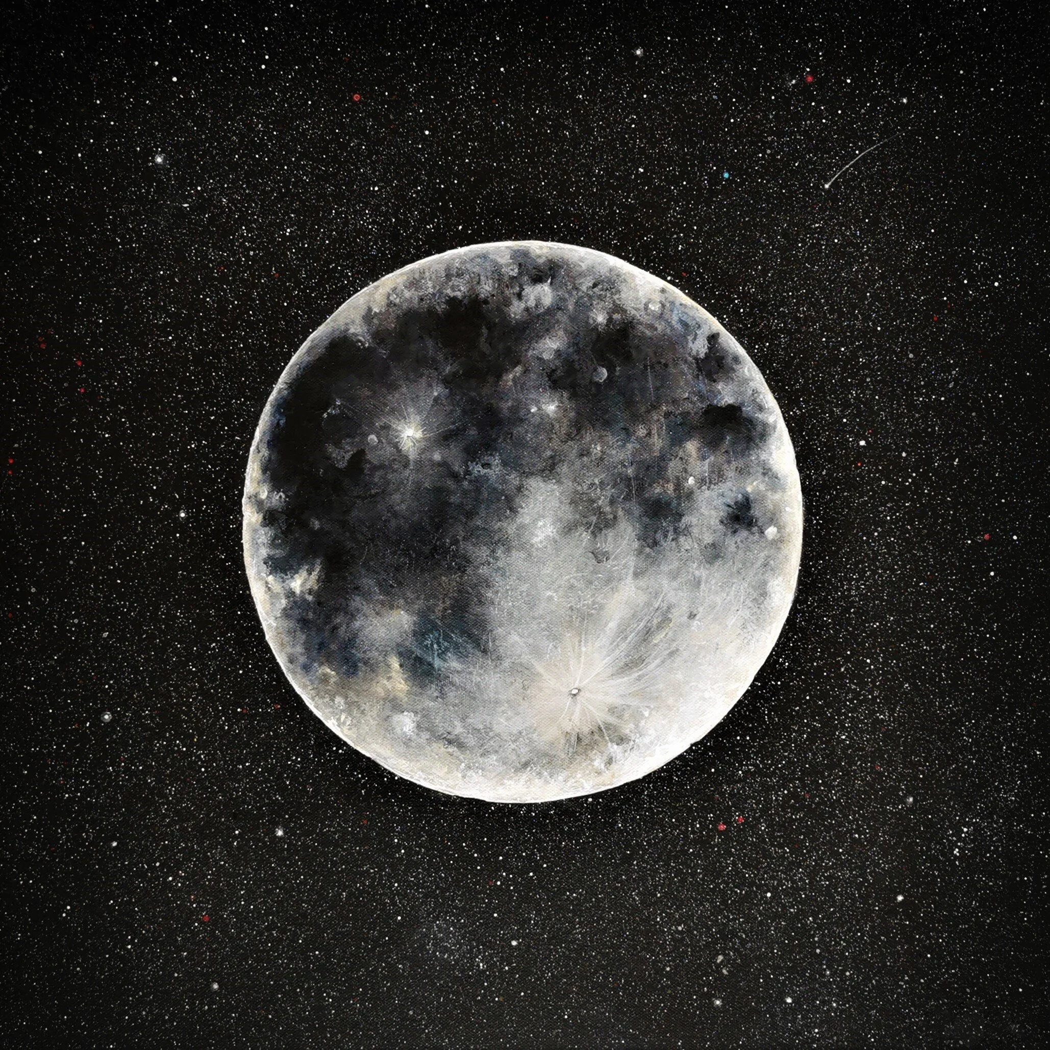 A detailed image of the moon against a starry night sky.