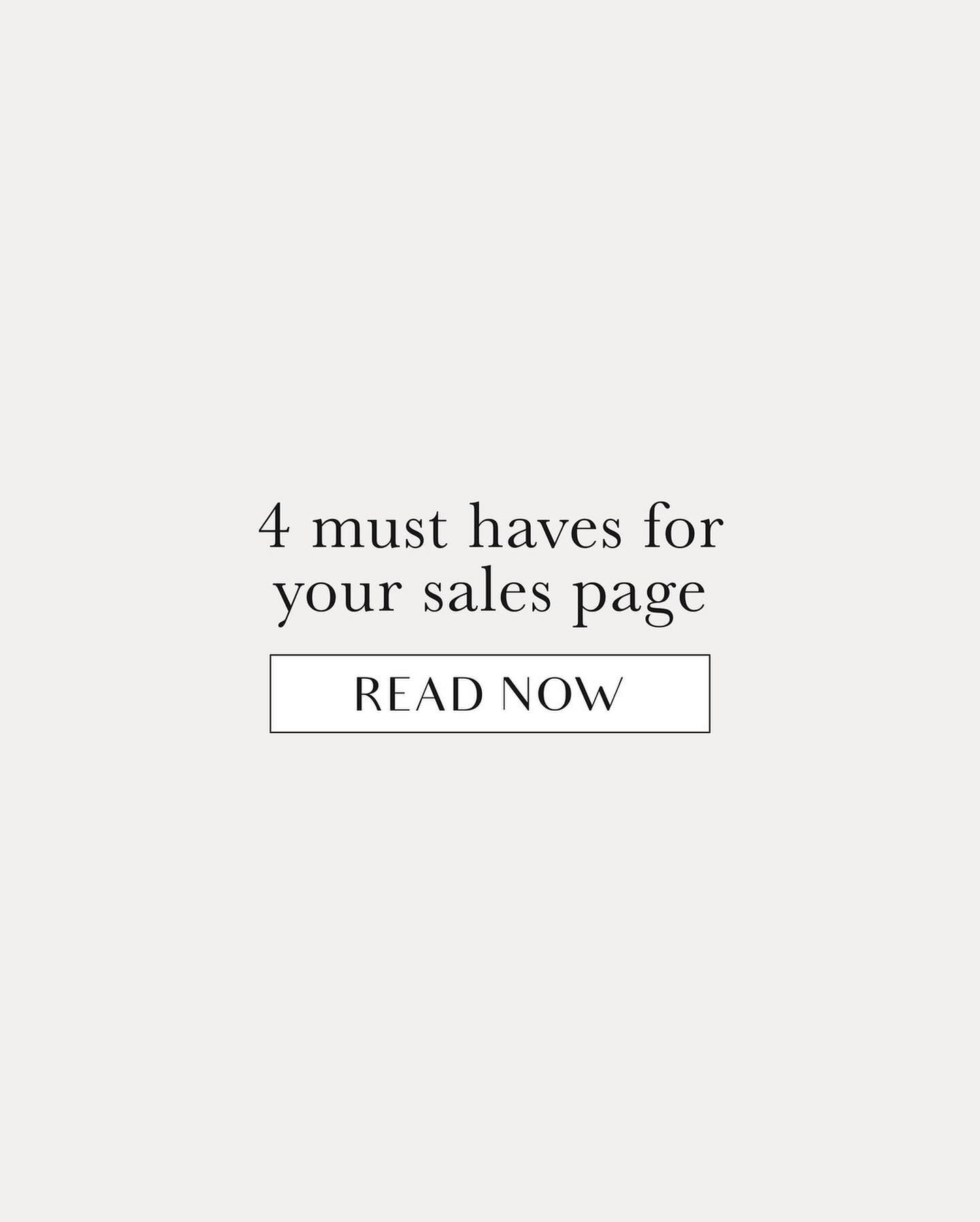 The 4 MUST HAVES on your sales page.
⠀⠀⠀⠀⠀⠀⠀⠀⠀
If you&rsquo;re selling something you probably have a sales page.
⠀⠀⠀⠀⠀⠀⠀⠀⠀
So what do you need to include? 👇
⠀⠀⠀⠀⠀⠀⠀⠀⠀
Here are the 4 things you MUST include on your sales page.
⠀⠀⠀⠀⠀⠀⠀⠀⠀
Note. Higher 