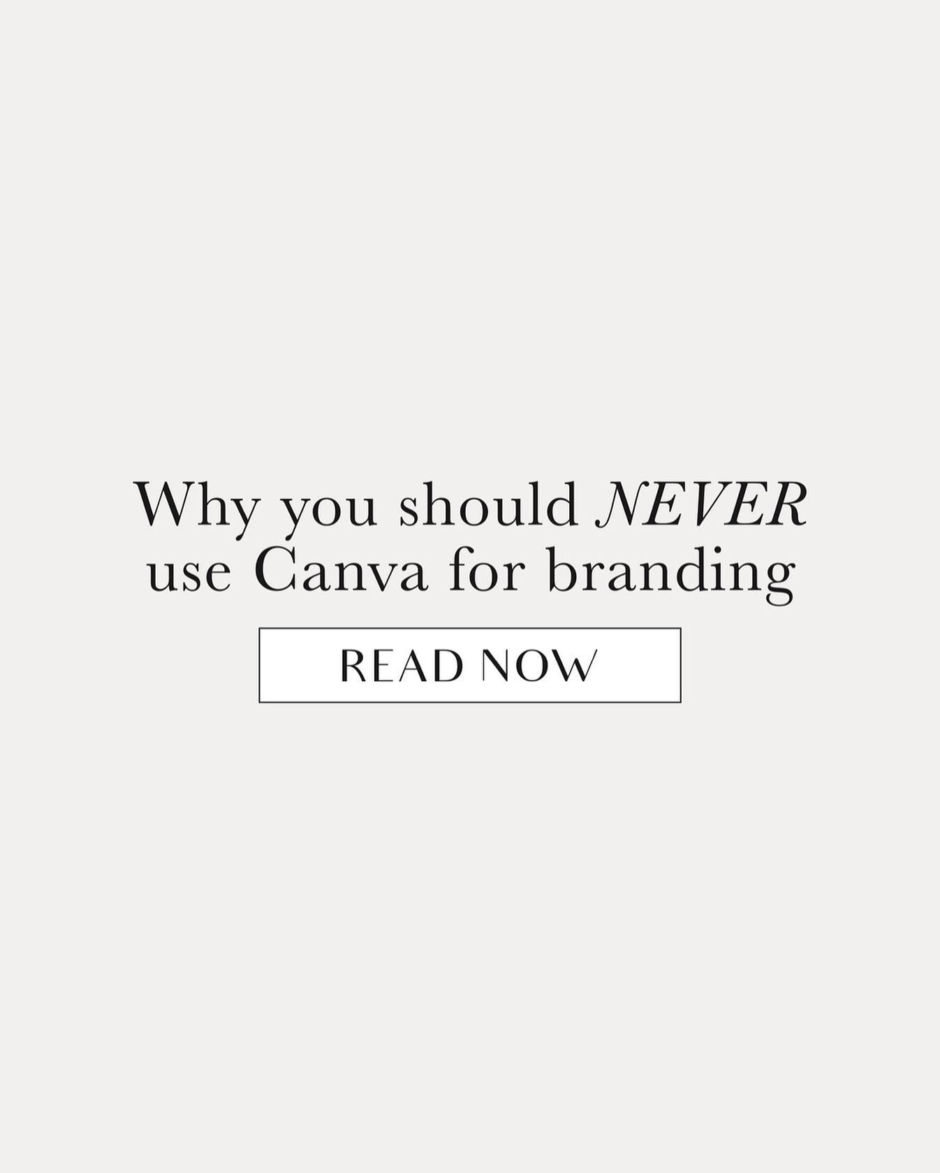 Why you should NEVER use Canva for branding.
⠀⠀⠀⠀⠀⠀⠀⠀⠀
Canva is an amazing design tool to create graphics + marketing collateral, but it just doesn&rsquo;t it cut it when it comes to creating your brand.
⠀⠀⠀⠀⠀⠀⠀⠀⠀
Here&rsquo;s why 👇
⠀⠀⠀⠀⠀⠀⠀⠀⠀
1️⃣ Ca