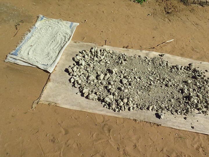 Dried and crushed clay