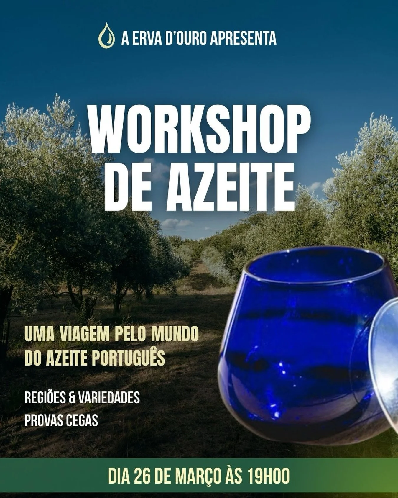 Depois de mais um epis&oacute;dio delicioso dos Azeiteiros, temos o prazer de anunciar o nosso Workshop de Azeite ✨🫒

Vai ser um momento exclusivo com vagas limitadas! Vamos ter provas cegas e divertir-nos muito a conhecer os azeites portugueses 👌
