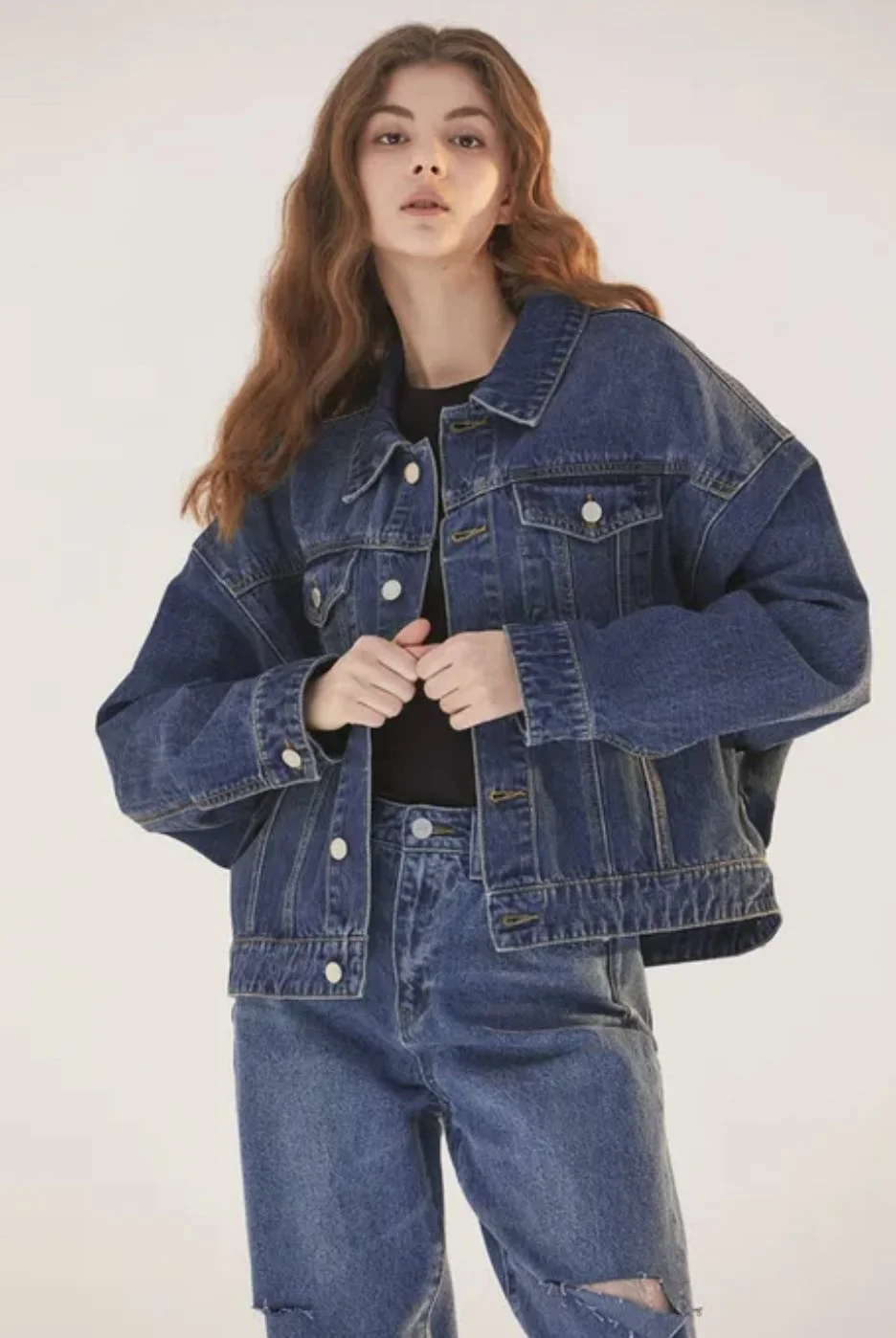 W  Concept Dolman Sleeve Oversized Denim Jacket