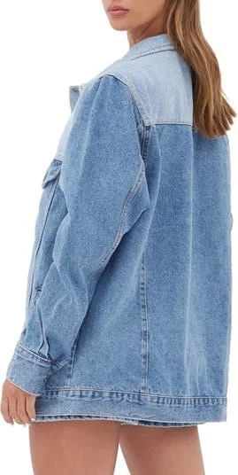 X Jourdan Sloane Mirissa Oversized Two Tone Denim Trucker Jacket