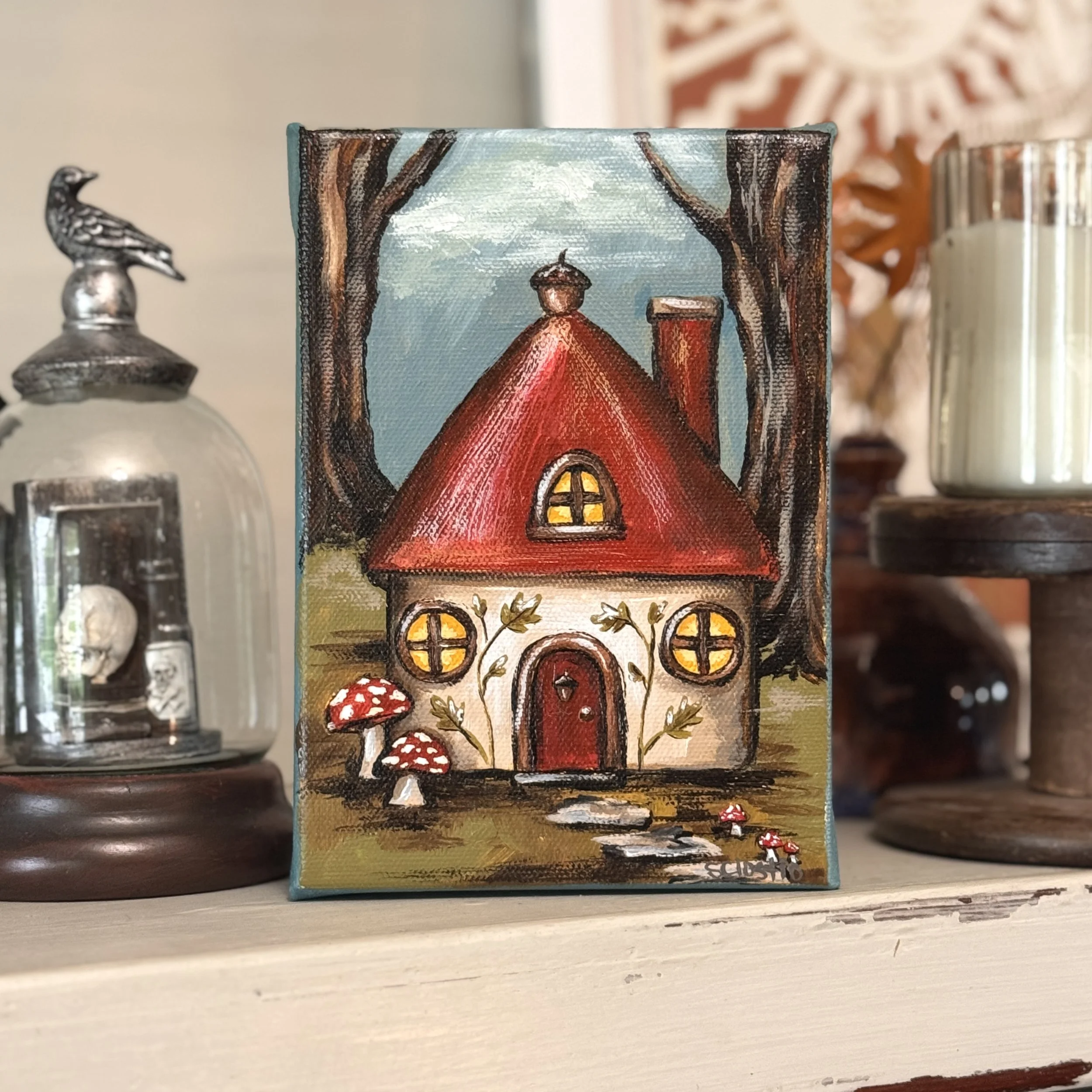 "Mushroom Witch Cottage" - ORIGINAL - 5x7"