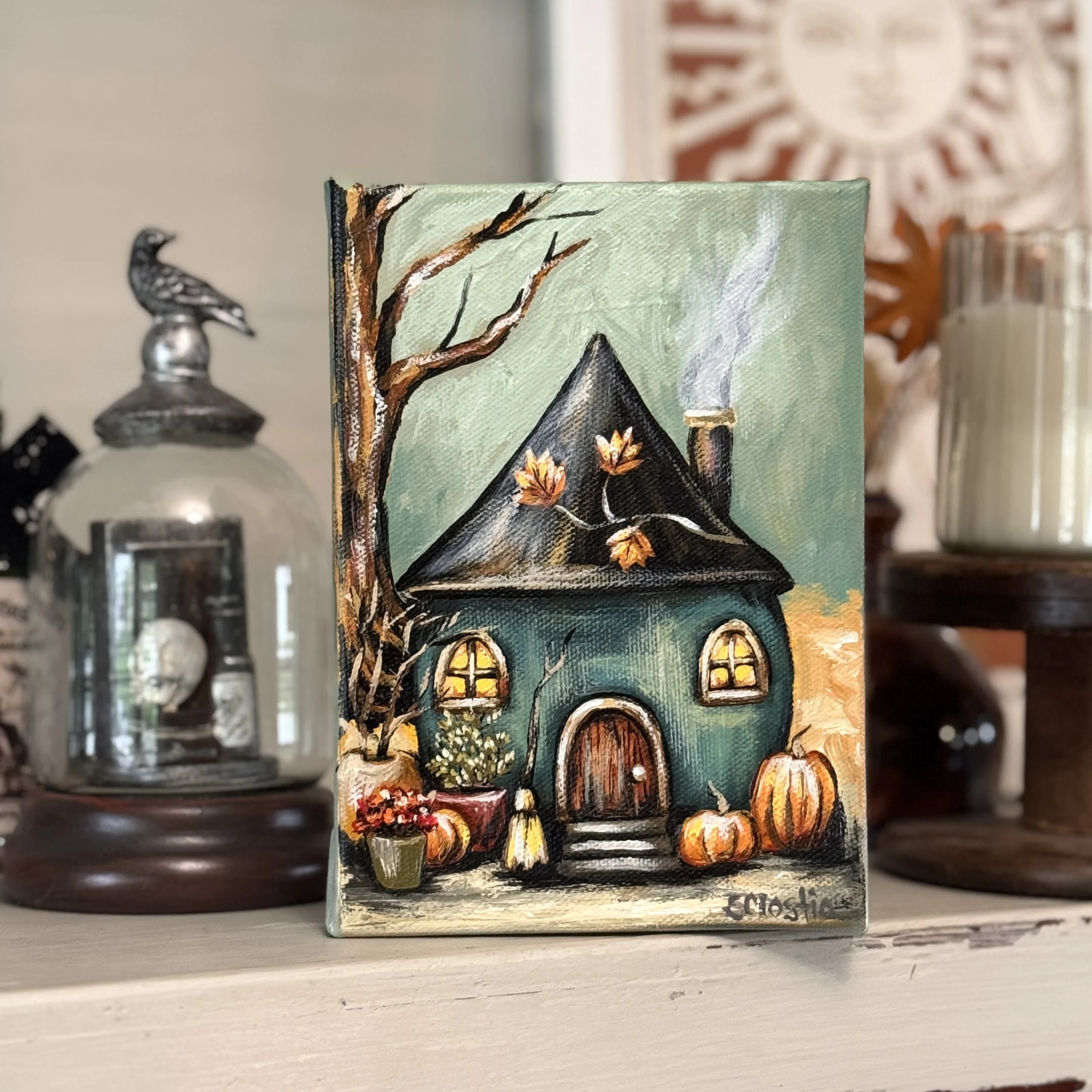 "Pumpkin Witch Cottage" - ORIGINAL - 5x7"