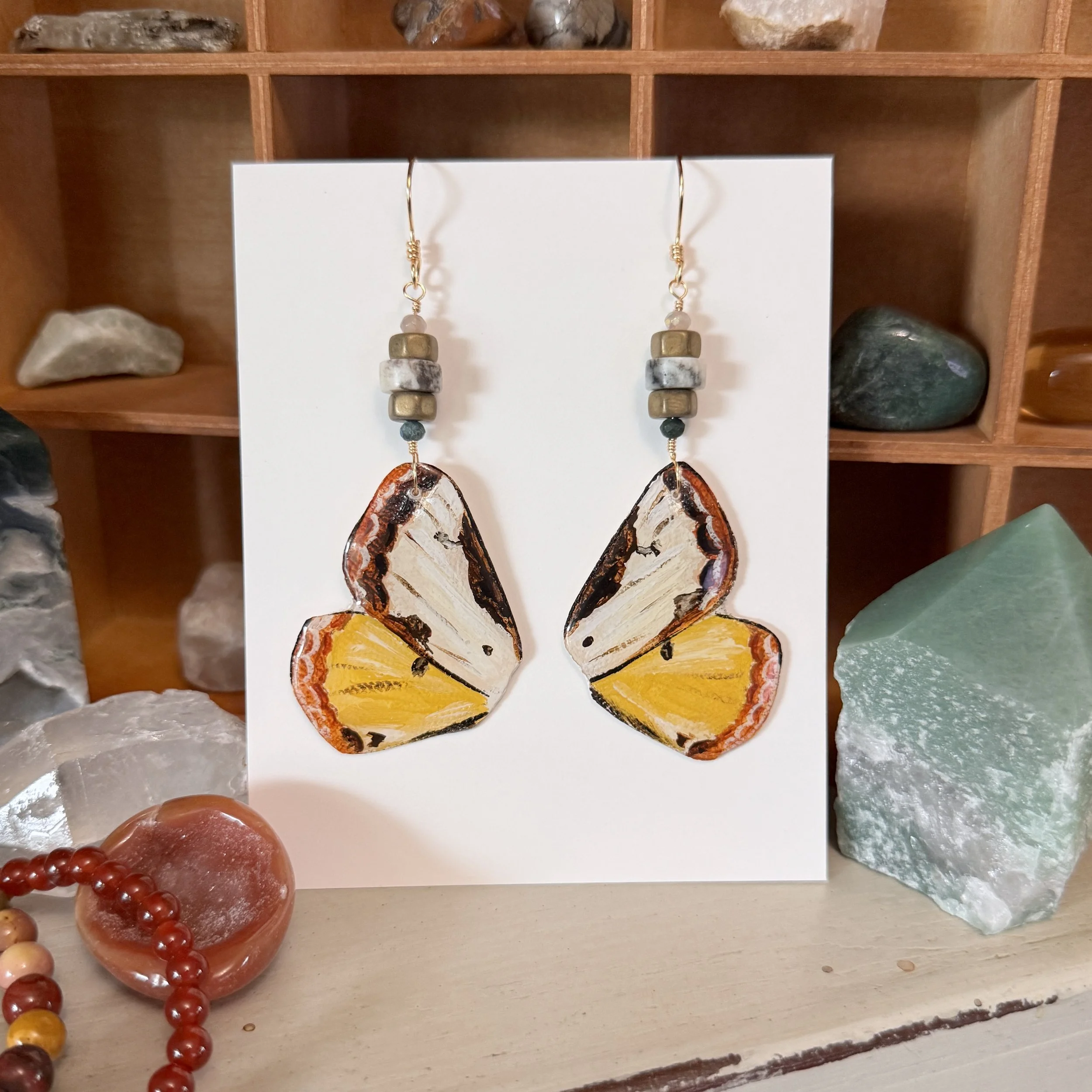 Wood Nymph Moth Earrings