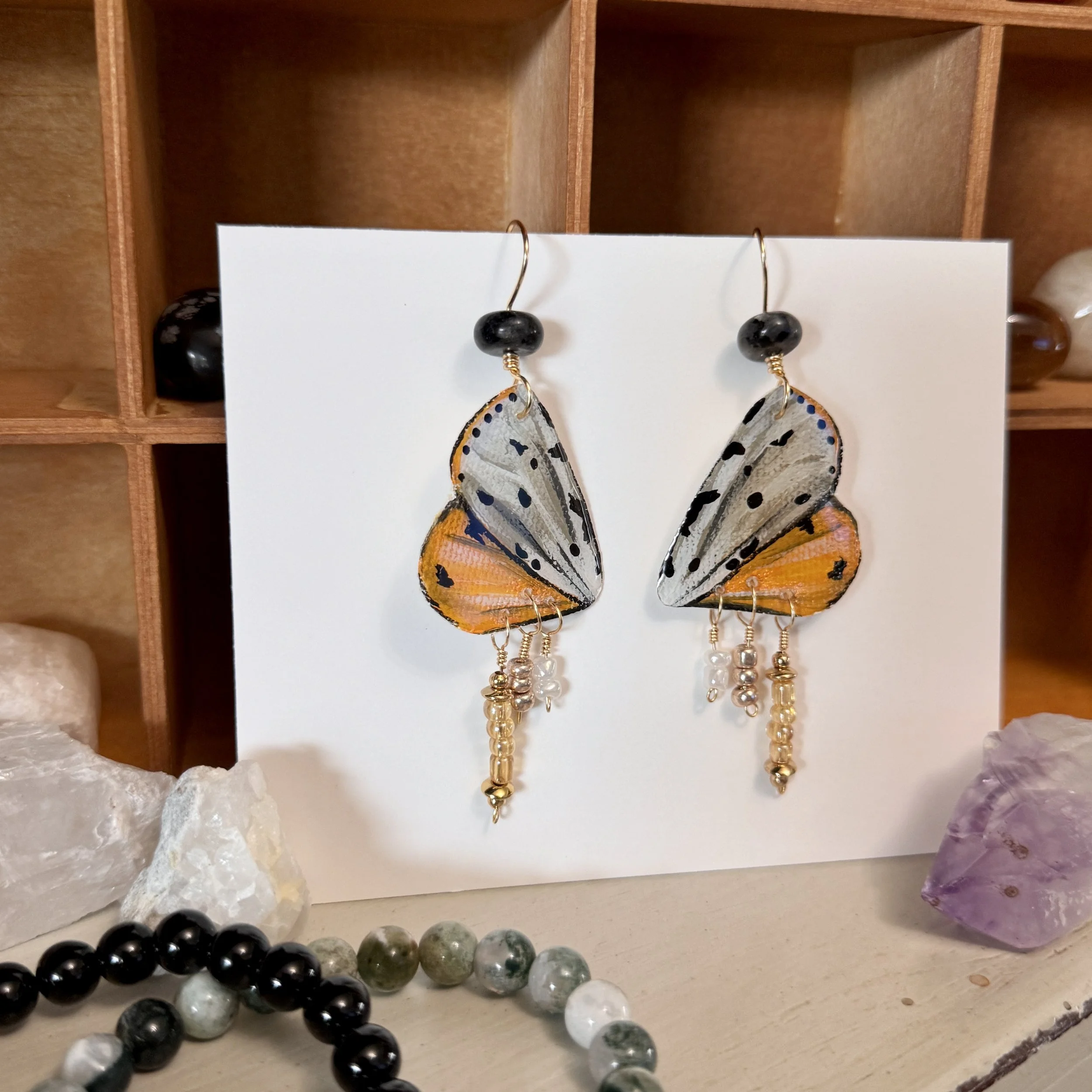 Salt Marsh Moth Earrings