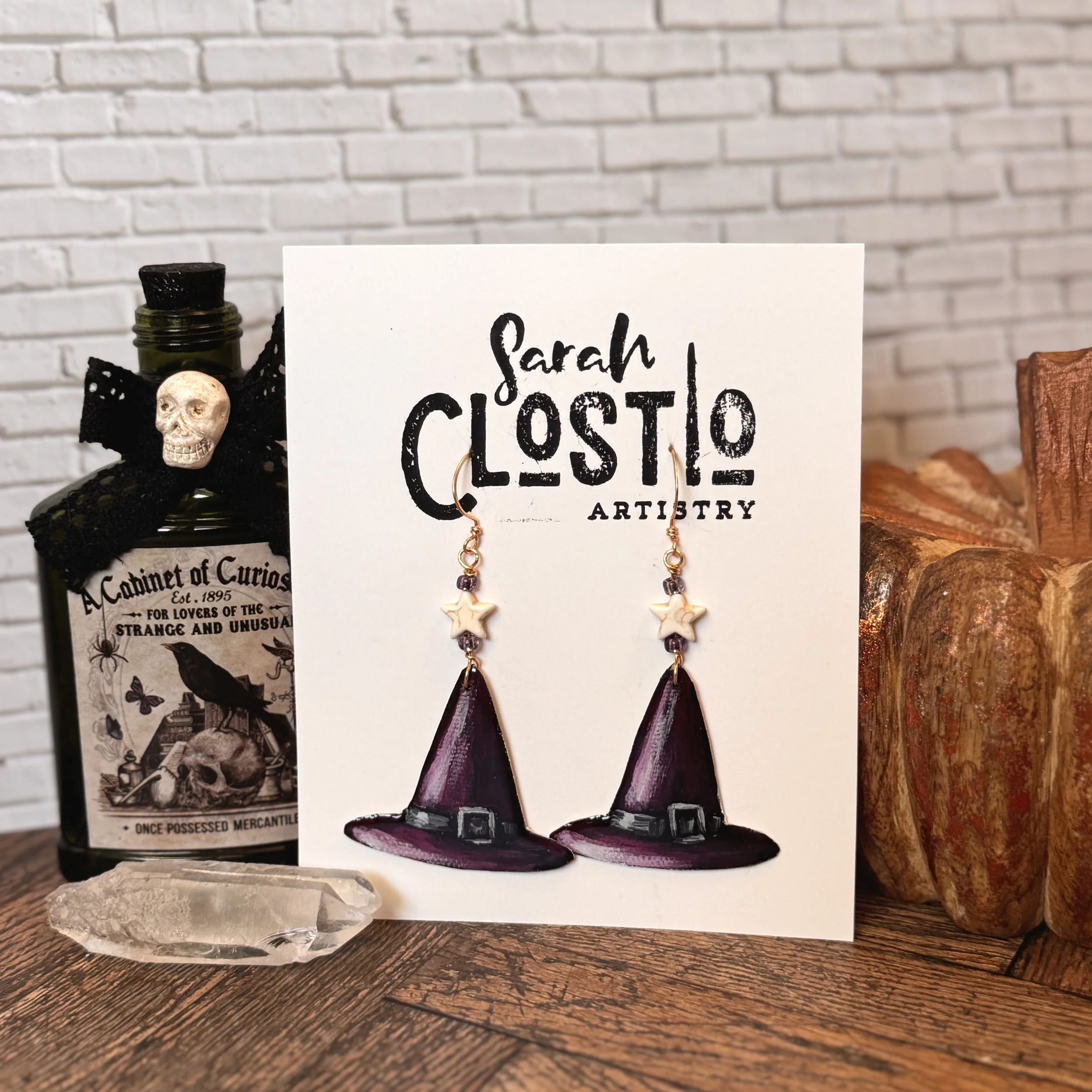 Purple Witch Hat Earrings