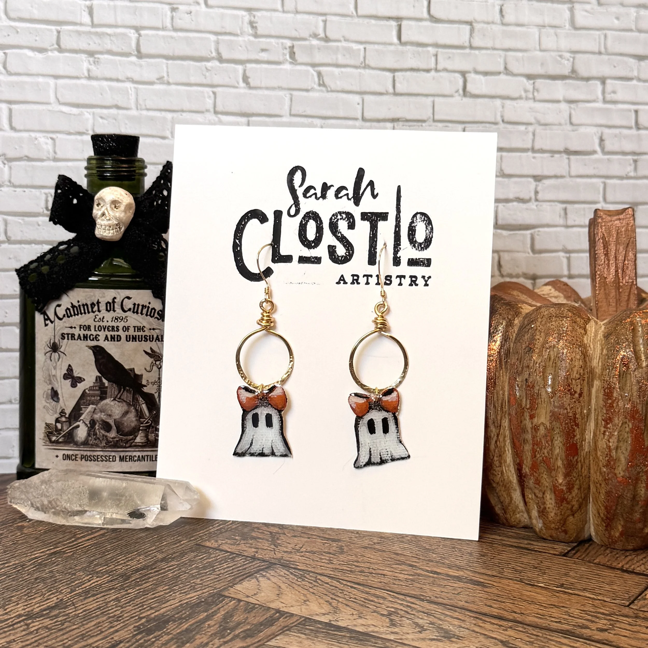 Mini Orange Ghostie Earrings