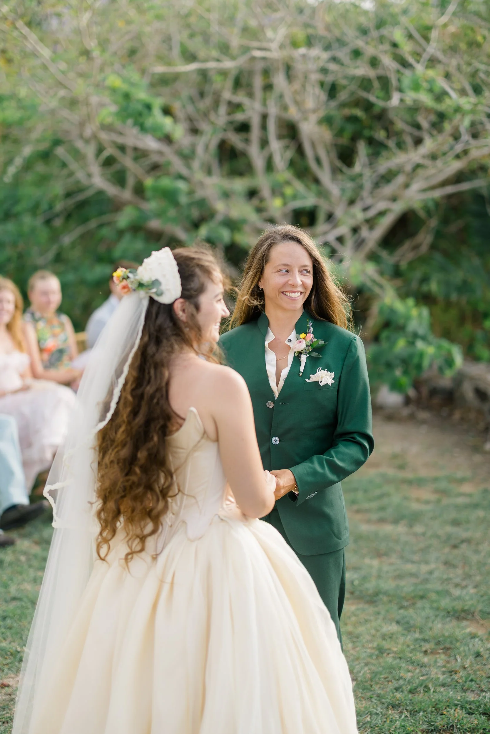 Queer wedding ceremony surrounded by family and friends in the US Virgin Islands.