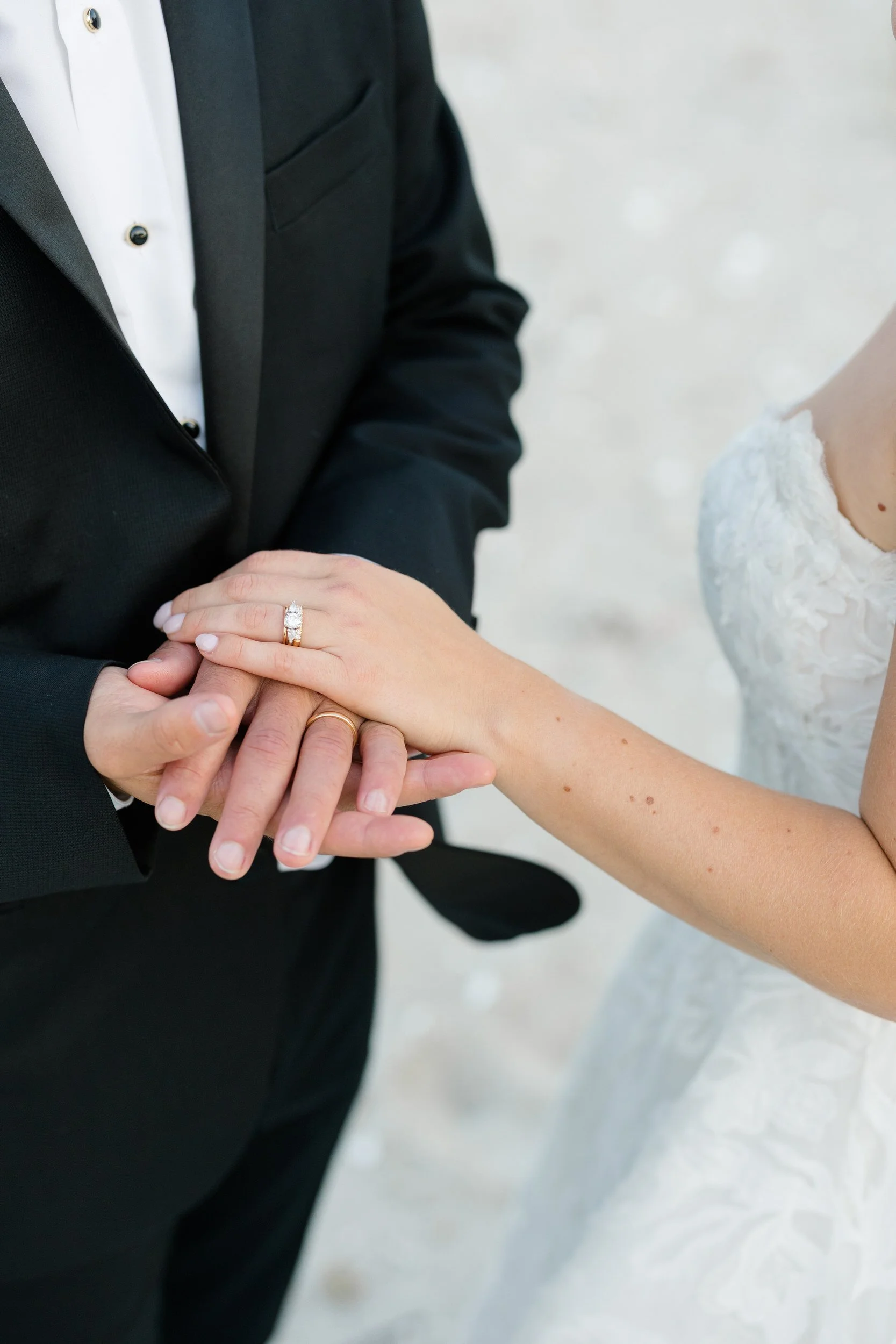 Bride and groom wedding rings