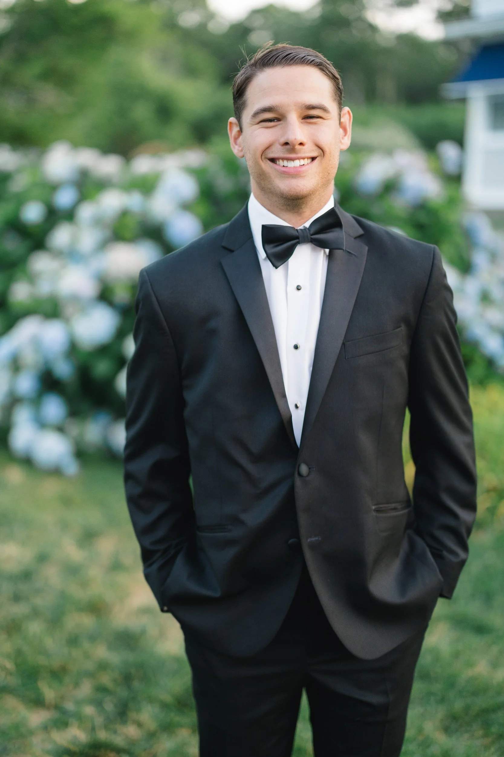 Groom portrait at a Cape Cod private estate wedding.