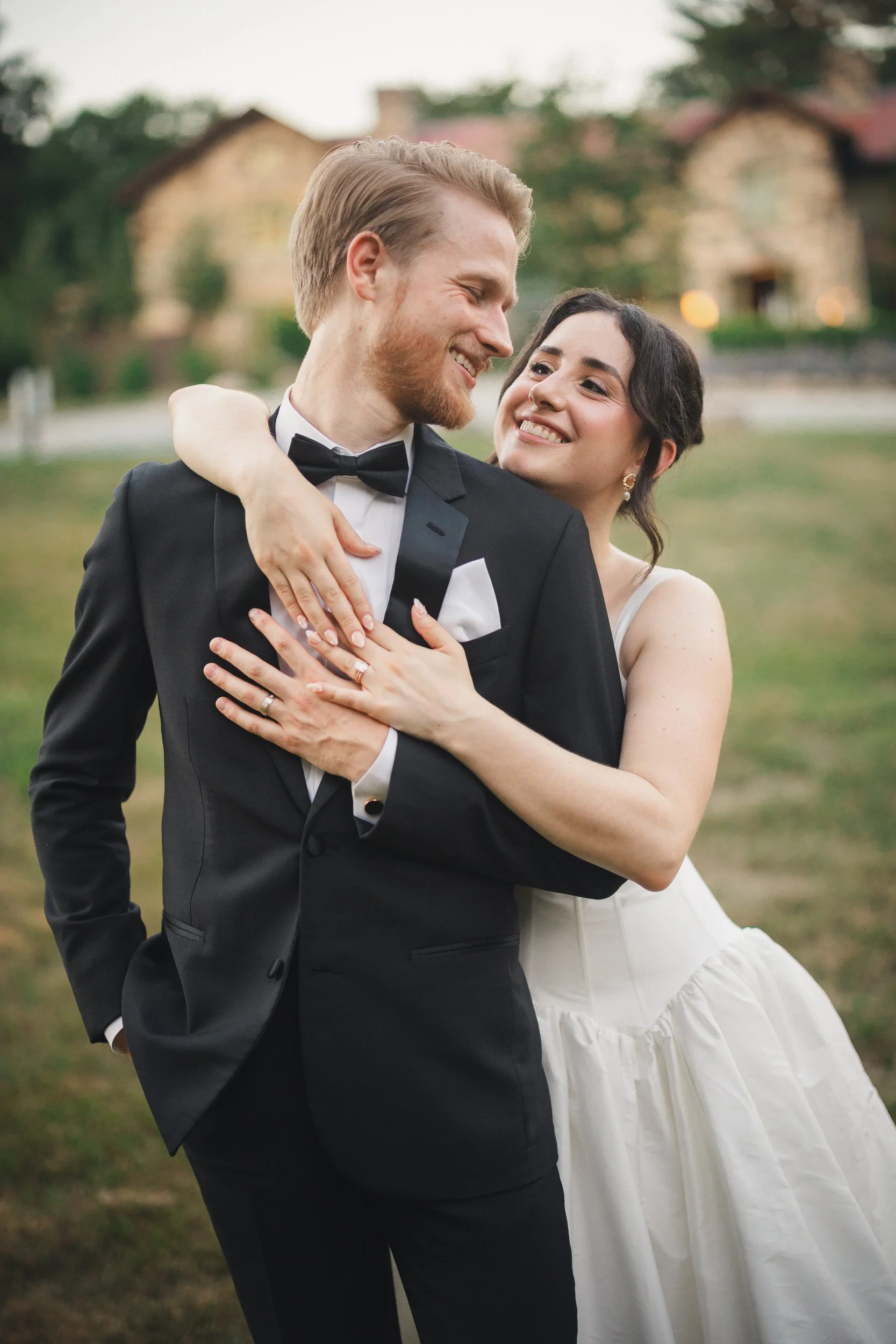 Romantic sunset couple portraits at Topsfield MA estate wedding venue