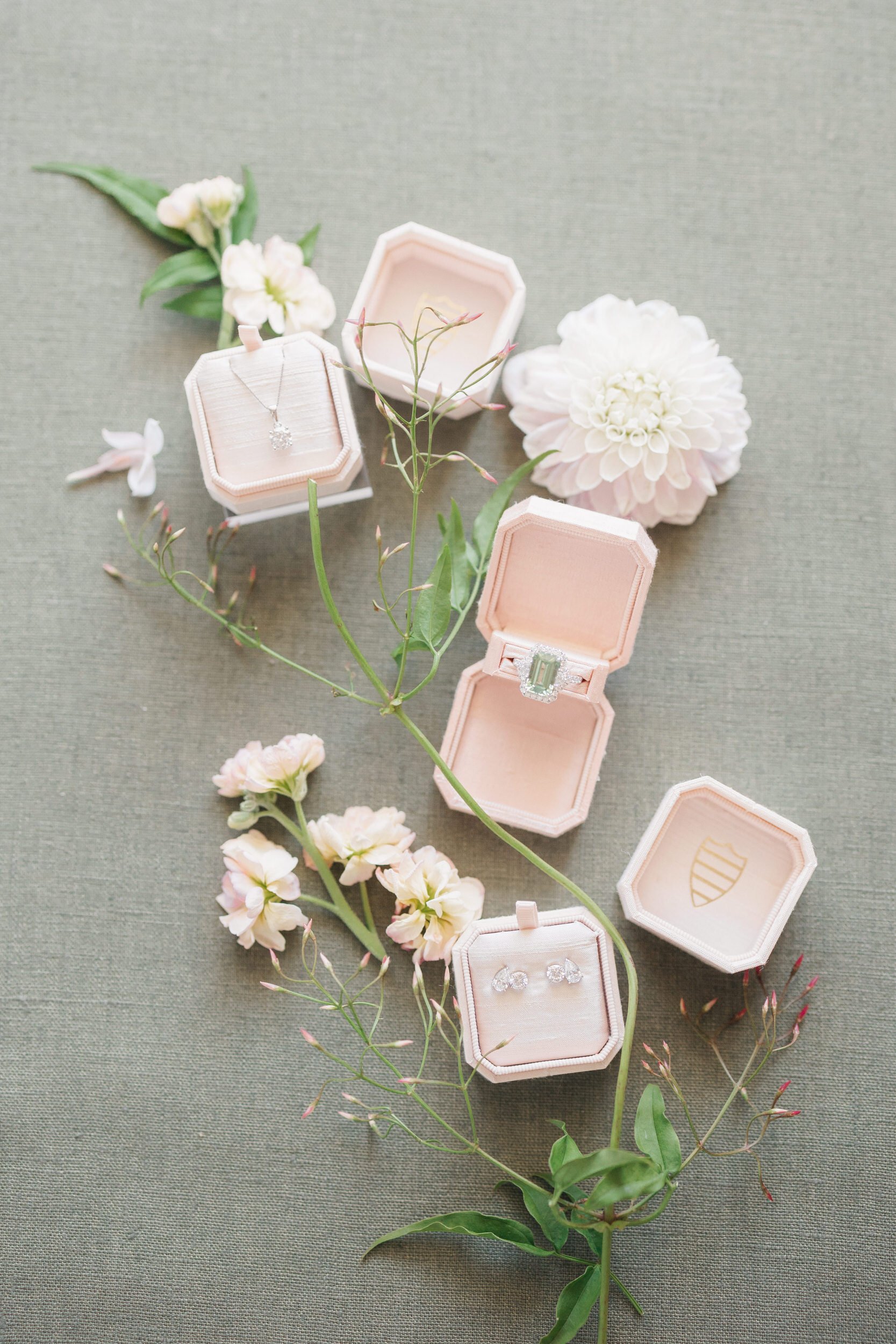 Spring wedding invitation suite styled with vibrant blooms at The Gadsen House.