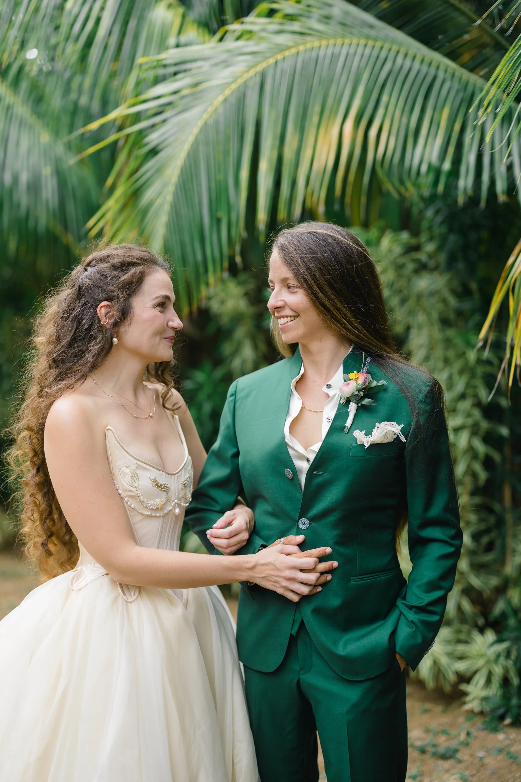 Queer destination wedding portraits in St. Thomas, photographed in a documentary style.