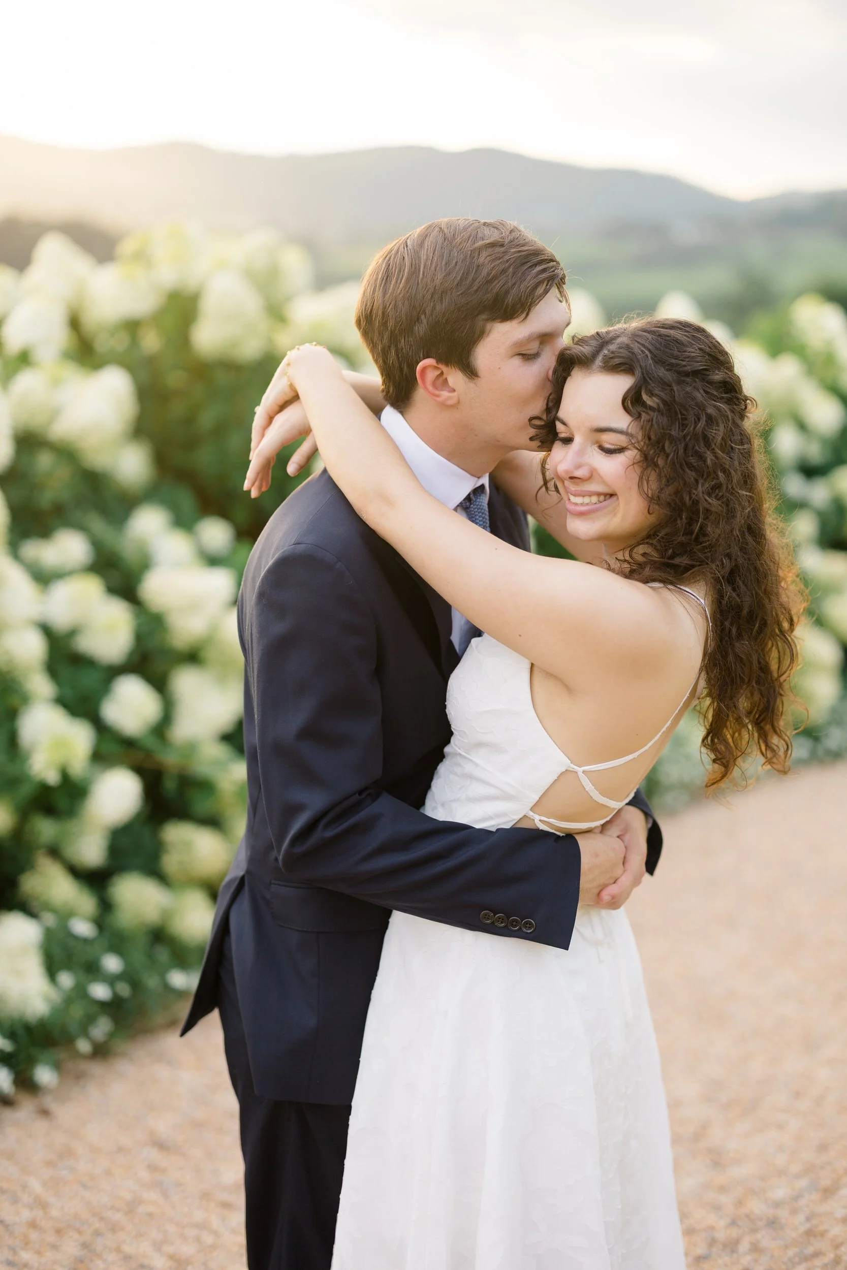 Romantic sunset engagement portrait at Pippin Hill Farm & Vineyards