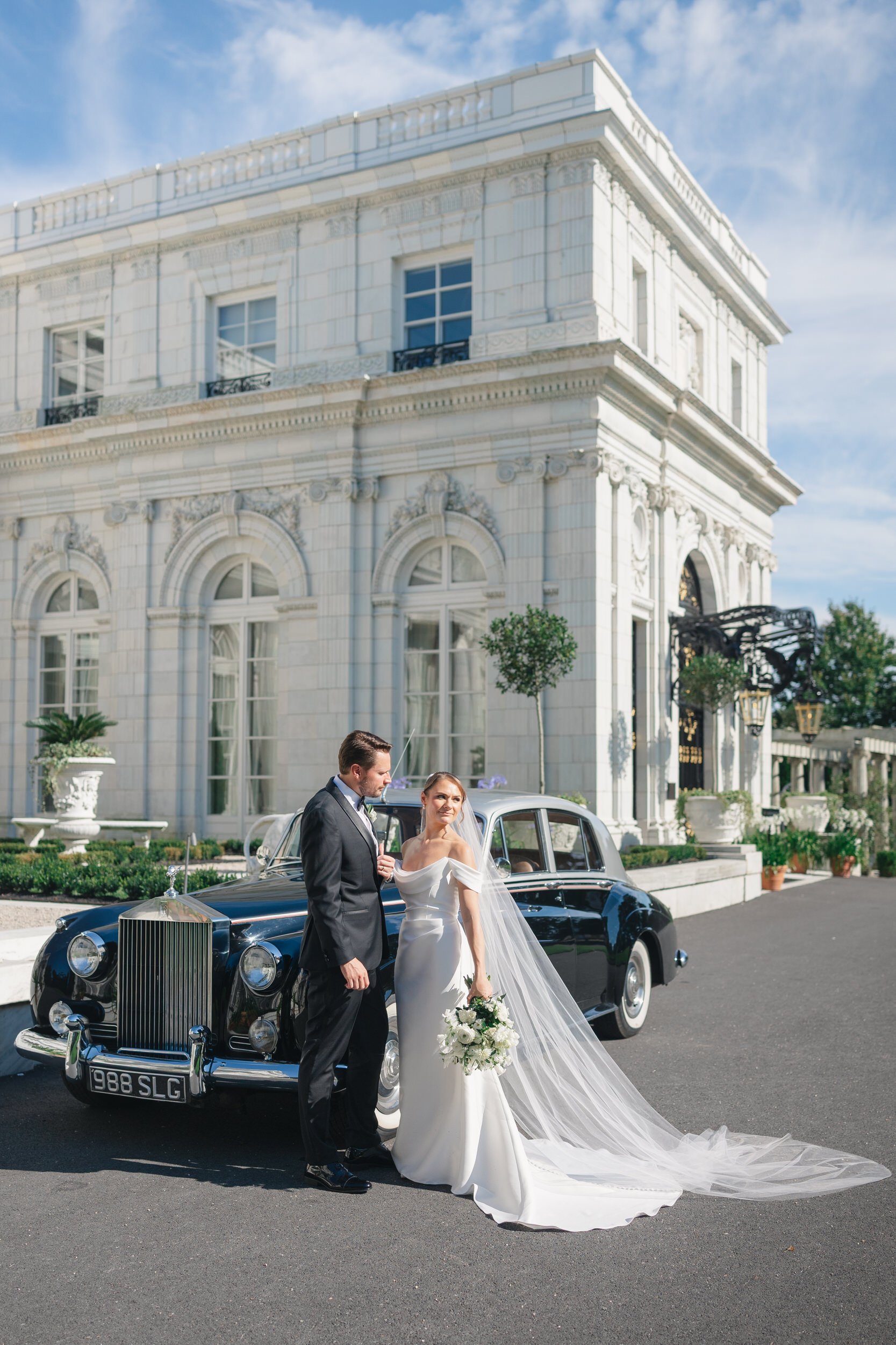 Luxury wedding portraits at Rosecliff in Newport