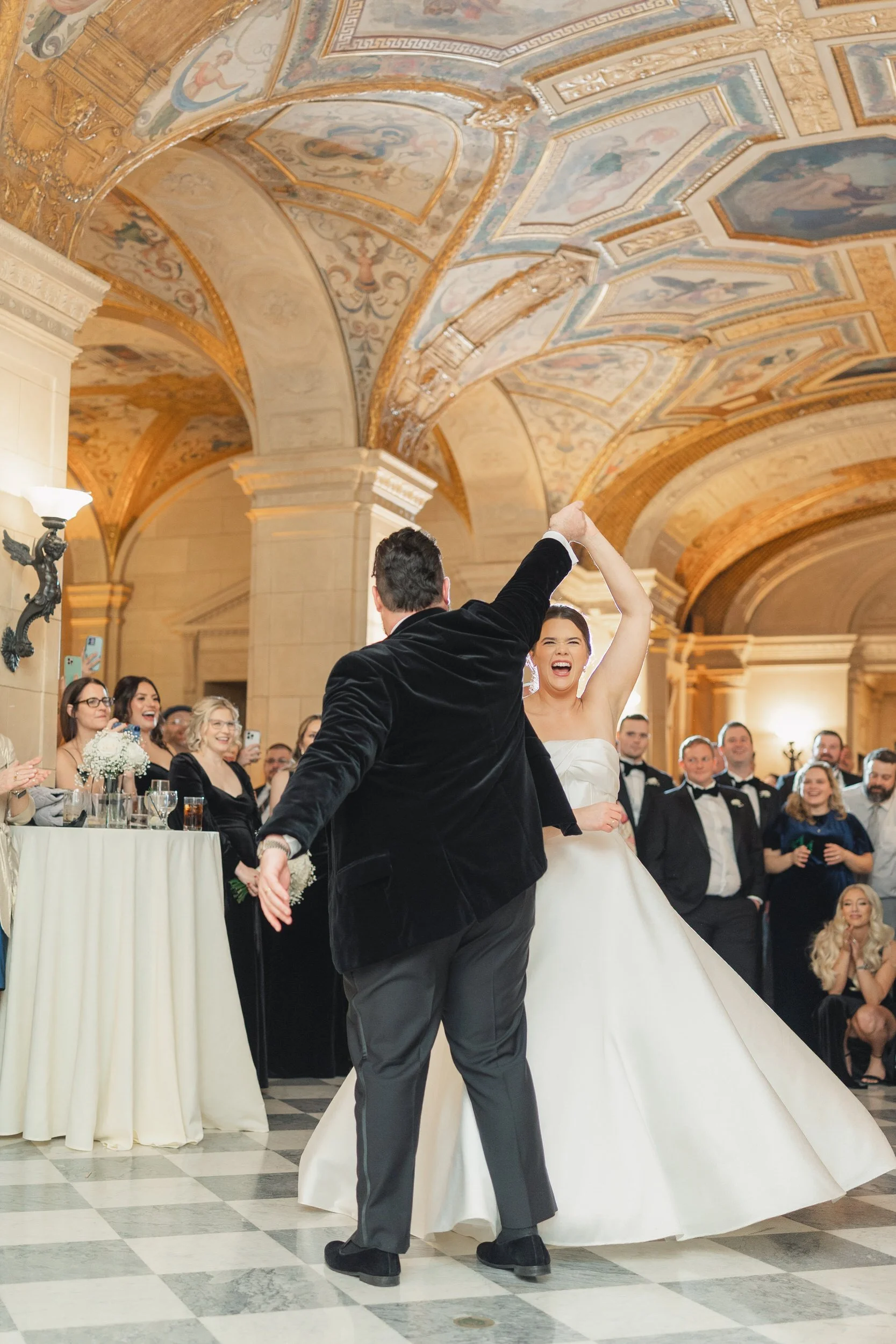 Aldrich Mansion winter wedding reception celebration