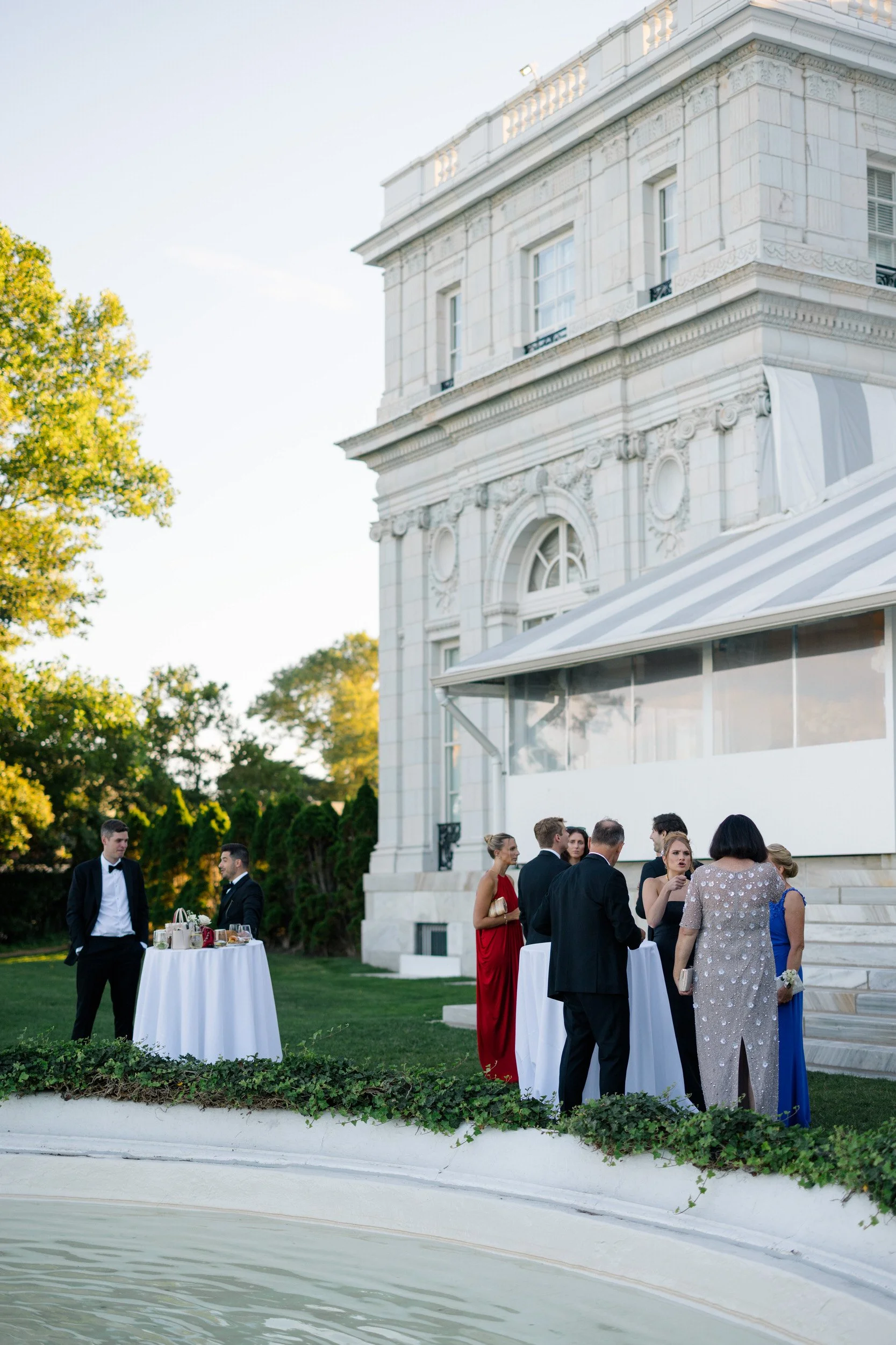 Elegant cocktail hour captured by a Newport wedding photographer
