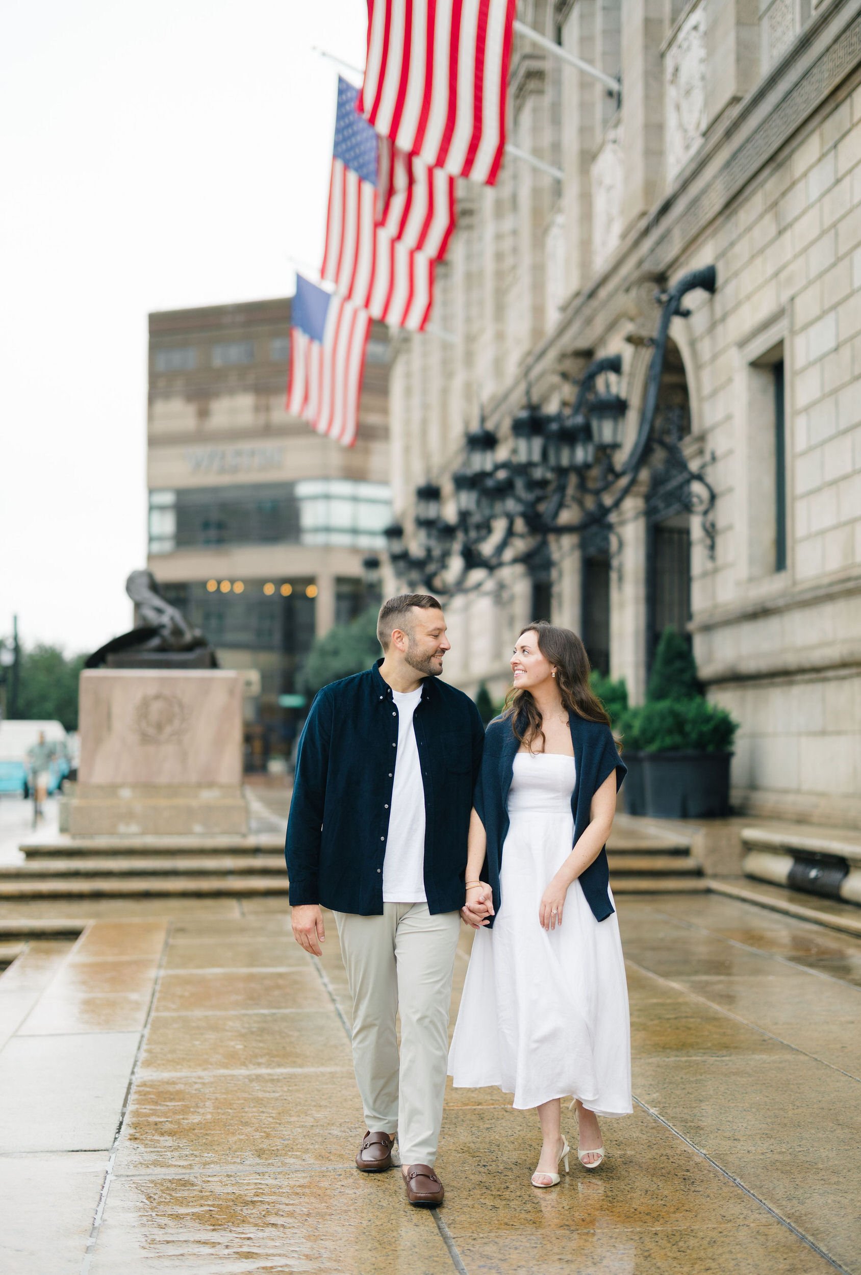 Historic Boston Public Library architecture for elegant wedding portraits