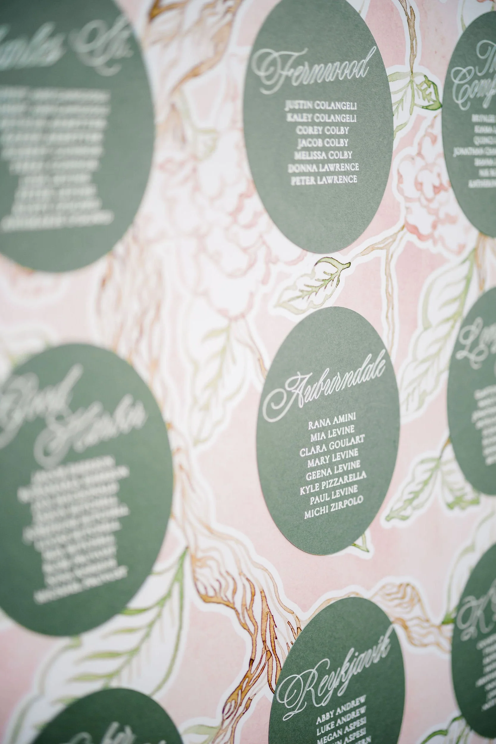 Close-up of wedding table decor at Long Hill.