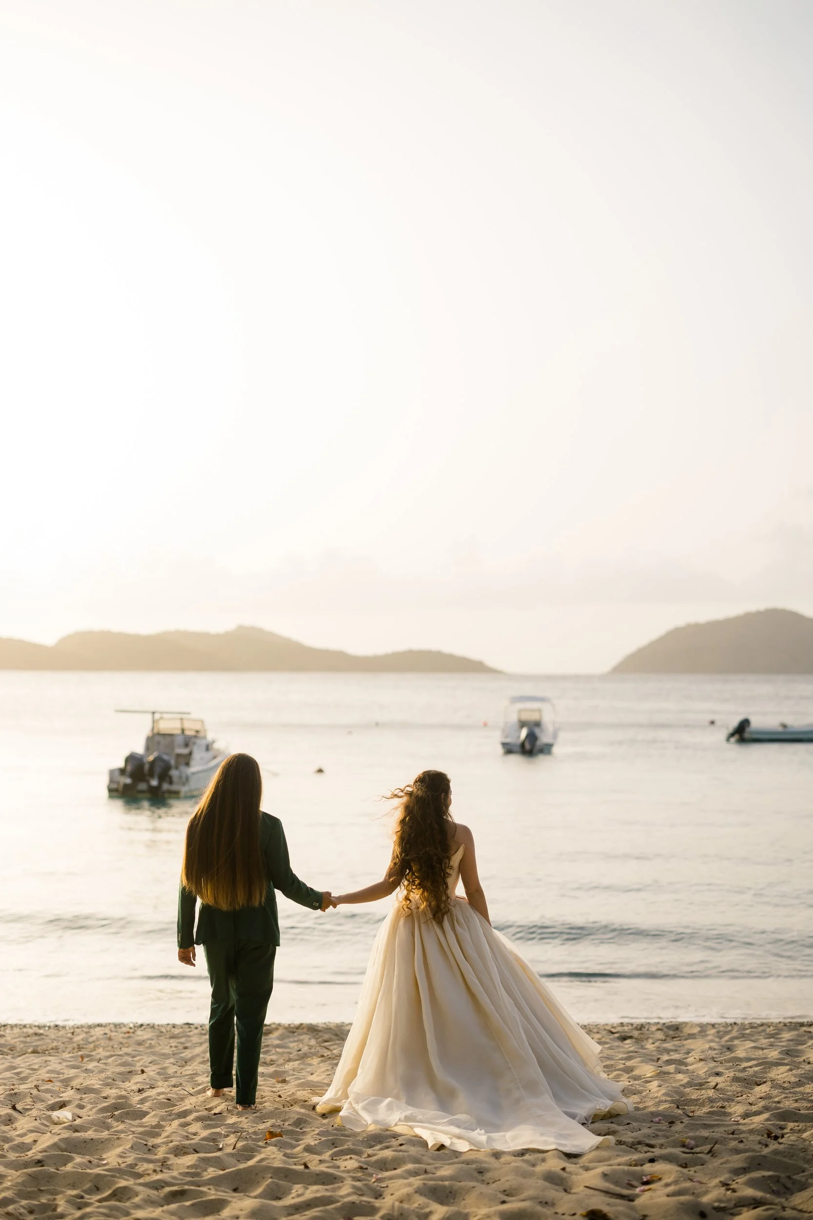 Sunset wedding portraits at The Hideaway at Hull Bay in St. Thomas.