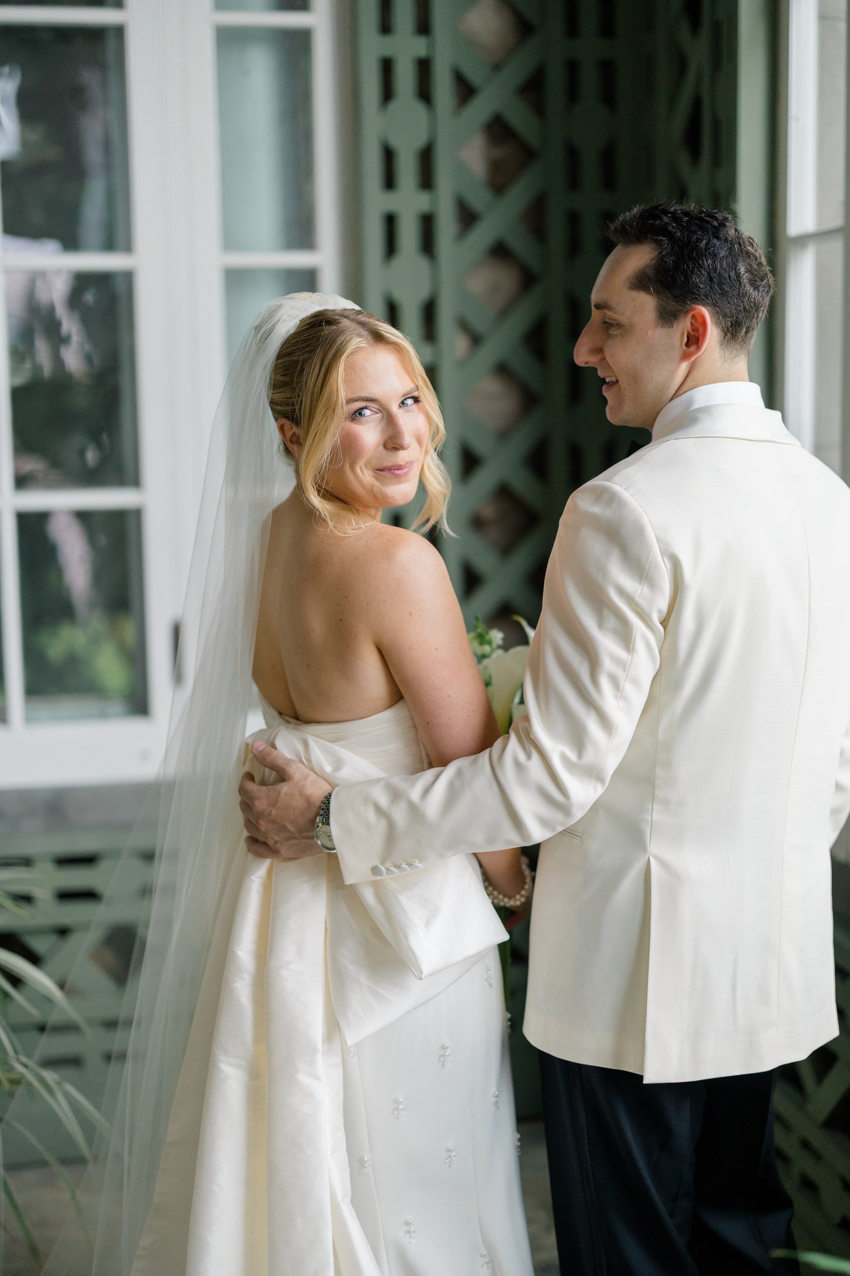Timeless wedding portraits inside and outside Blithewold Mansion & Gardens.