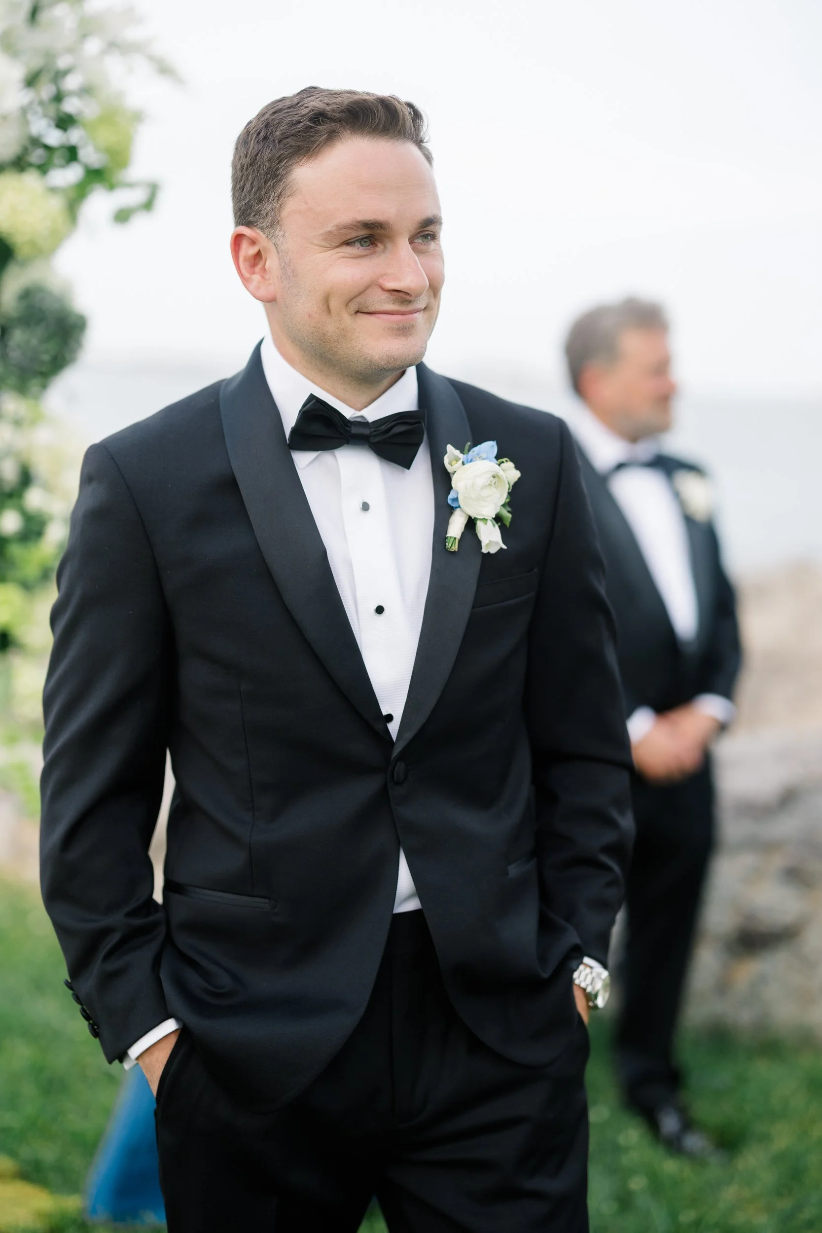 Traditional Jewish wedding ceremony at Chandler Hovey Park overlooking Marblehead Harbor during a Corinthian Yacht Club wedding celebration.