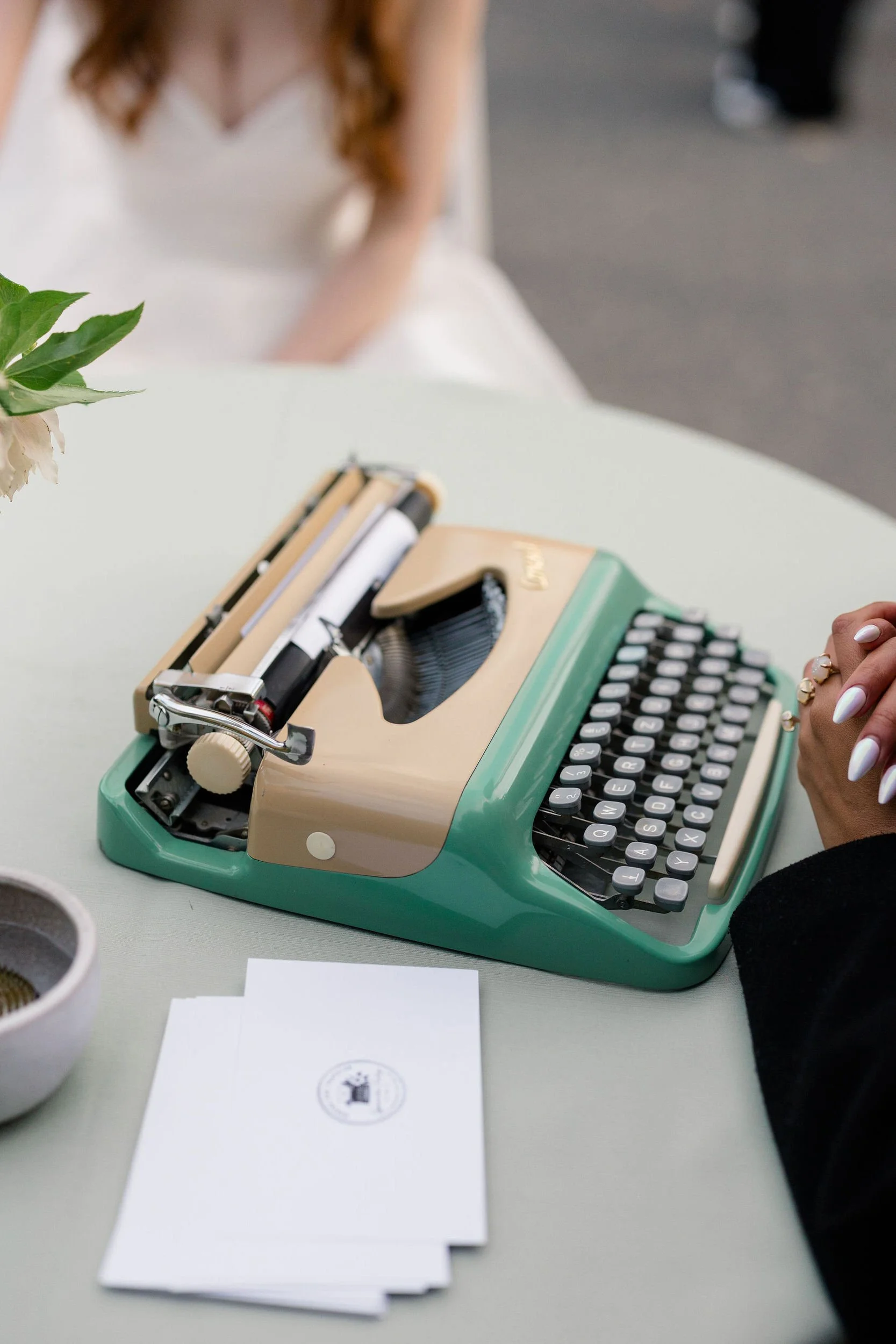 Wandering poet at secret garden inspired wedding at Elm Bank.