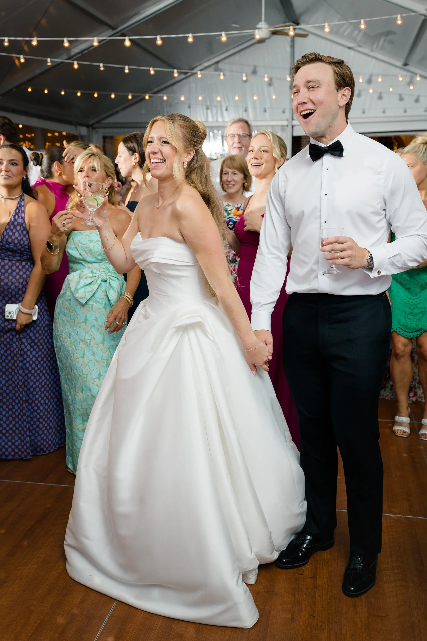 Lively wedding reception captured by a Boston wedding photographer