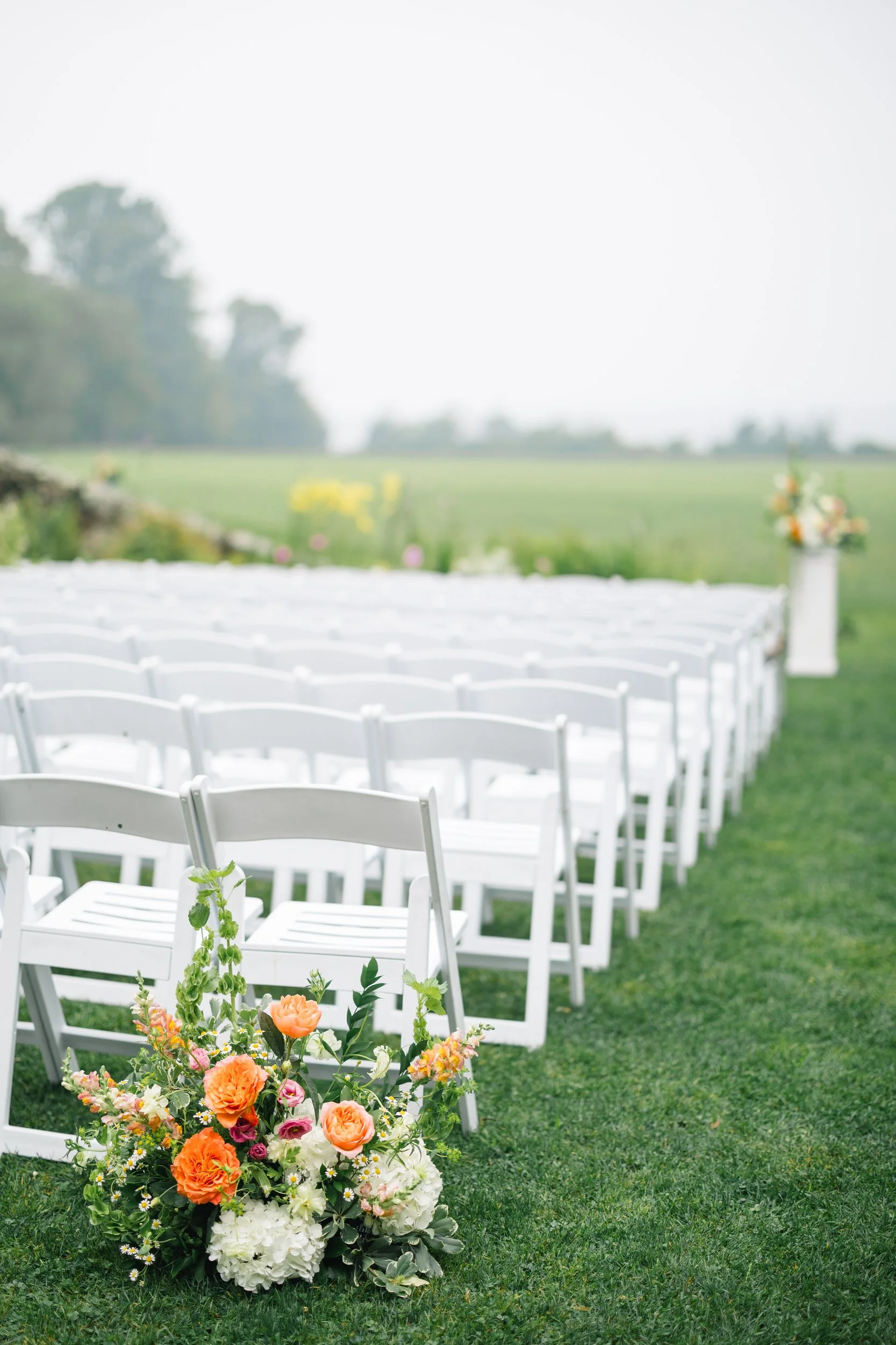 Floral ceremony installation in the gardens at Blithewold.