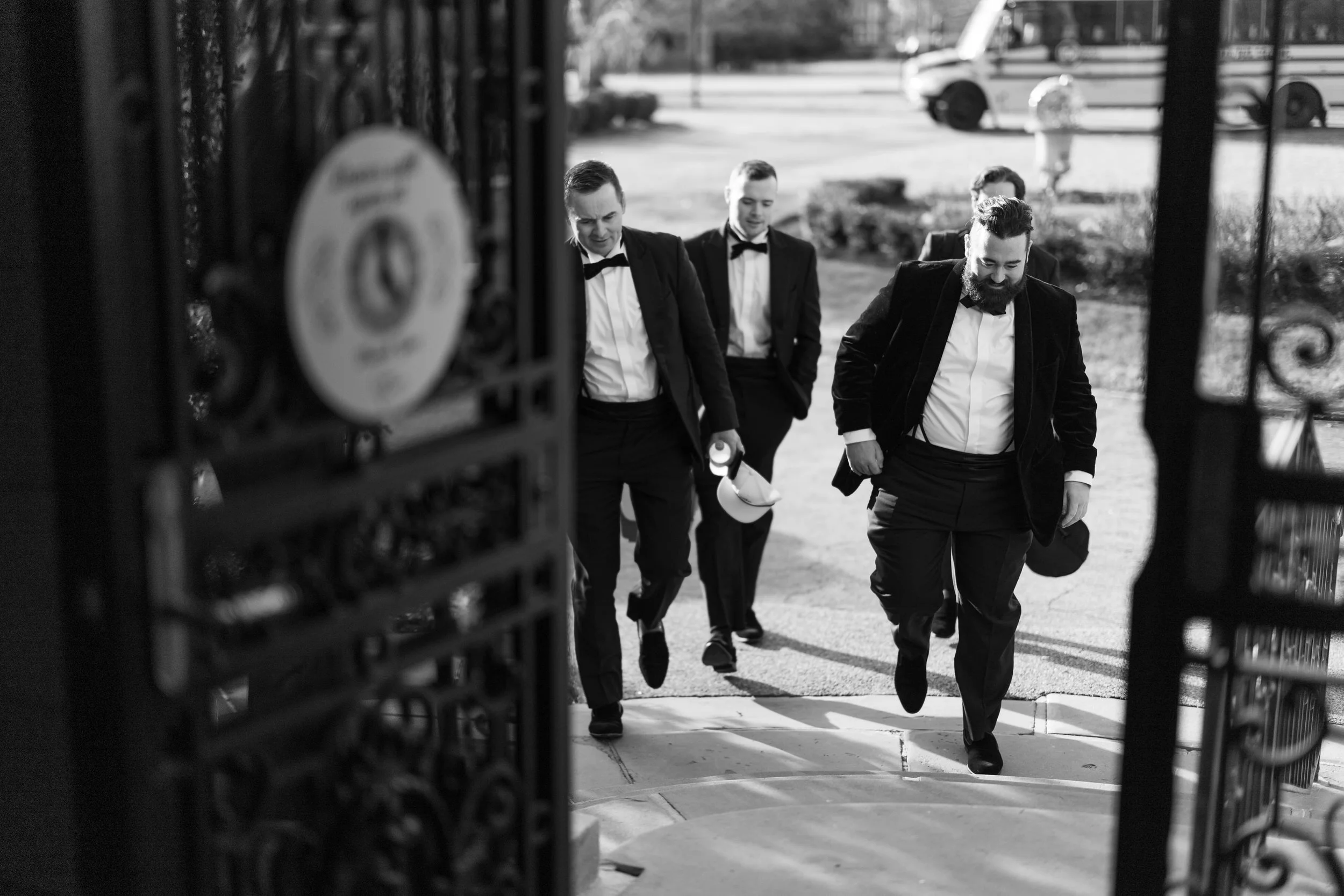 Groom getting ready at Aldrich Mansion wedding in Warwick RI