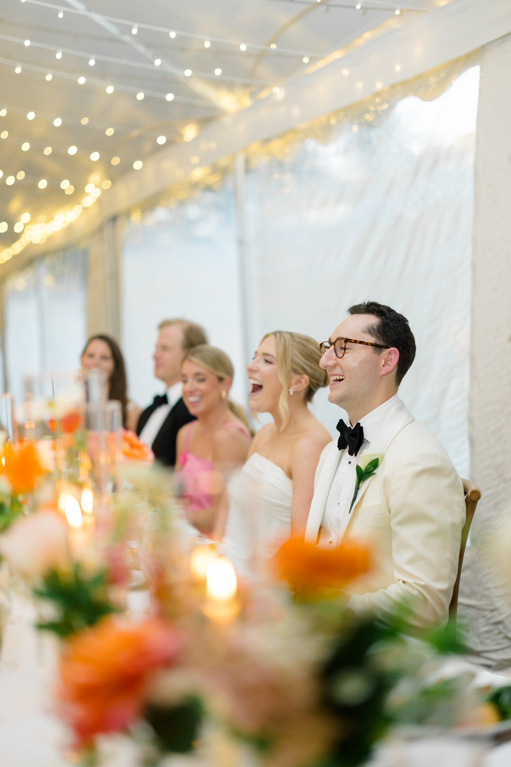 Joyful reception moments captured during a Rhode Island wedding.