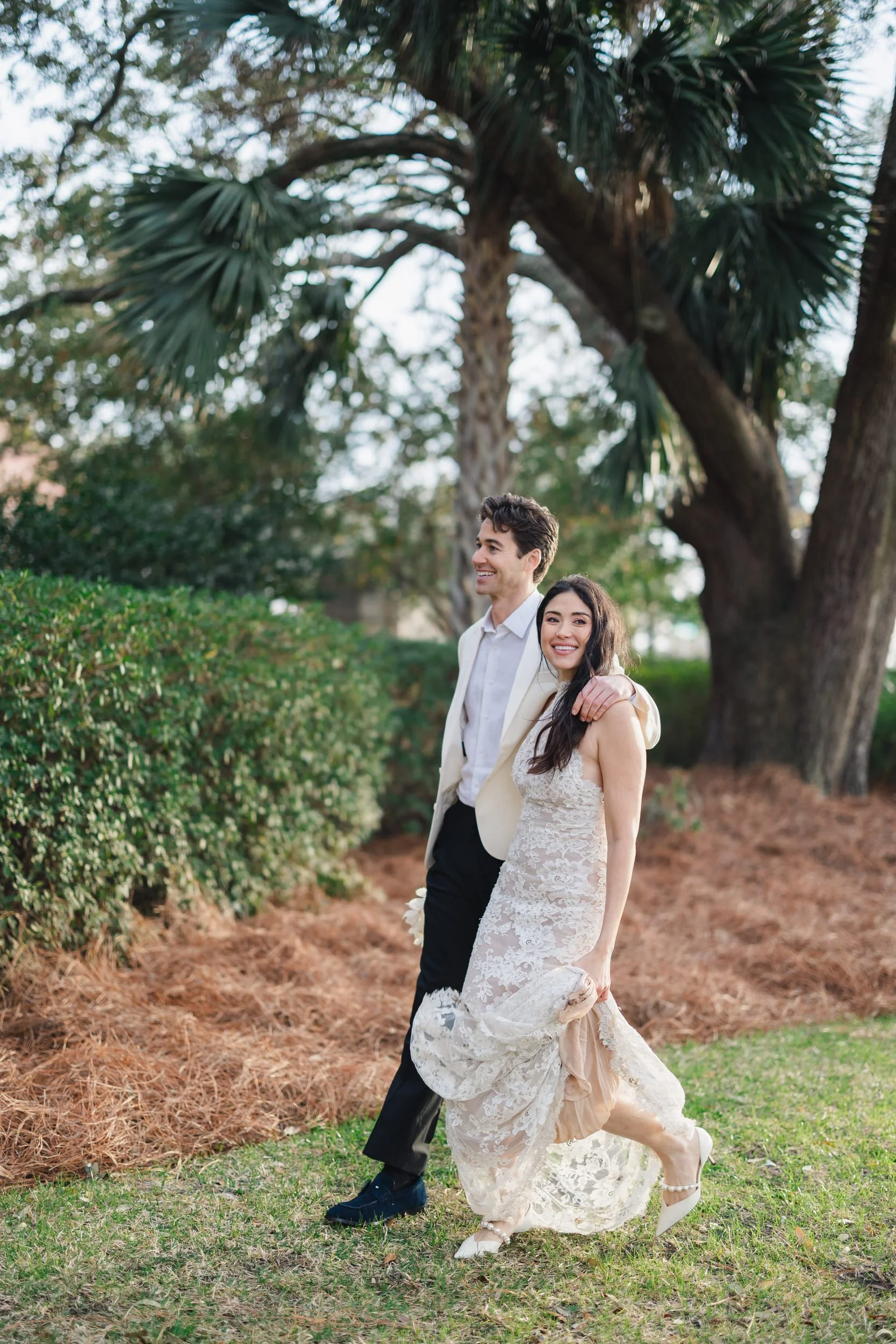 Golden hour couple portraits at Lowndes Grove in Charleston, South Carolina