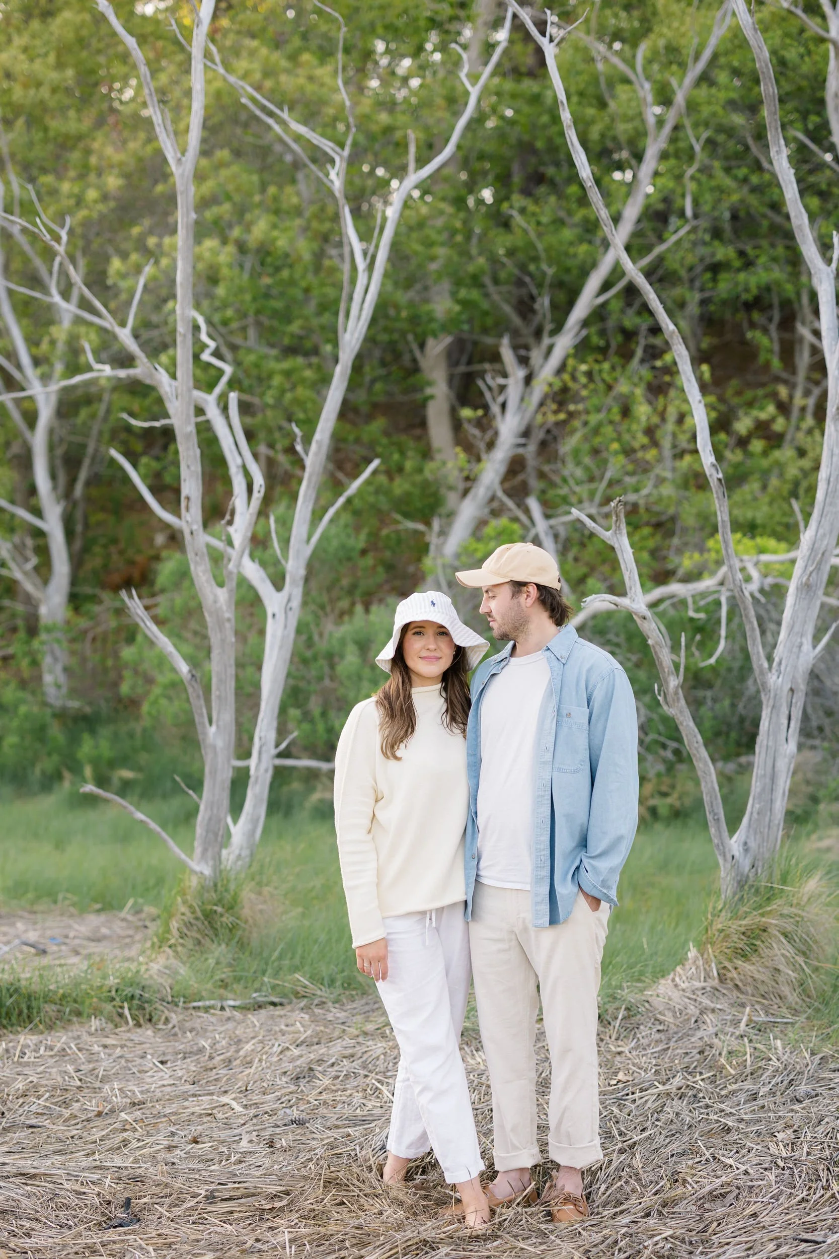 Cape Cod engagement session romantic beach portraits in Chatham Cape Cod at golden hour.