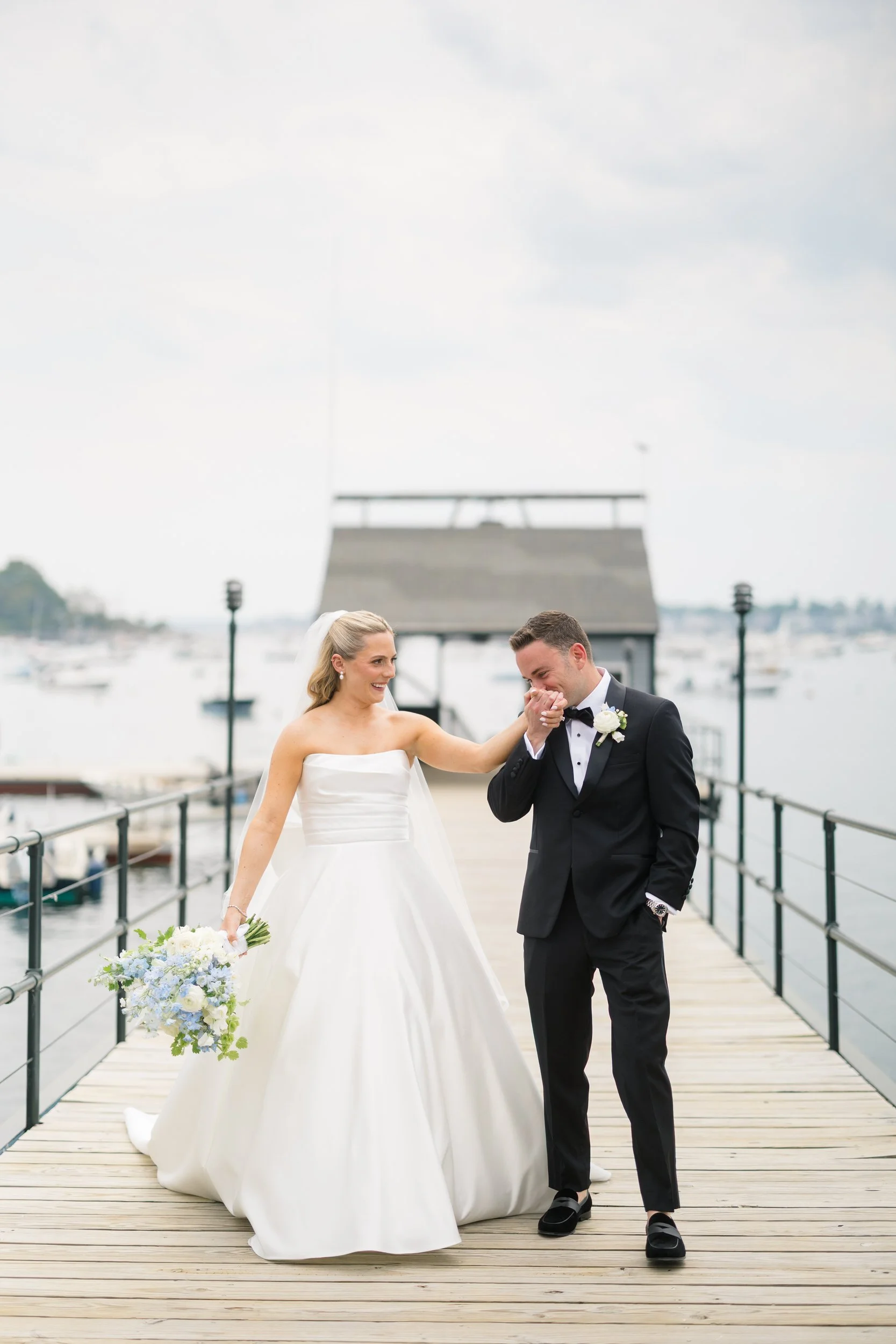 Intimate first look moment at Corinthian Yacht Club on the North Shore of Massachusetts.