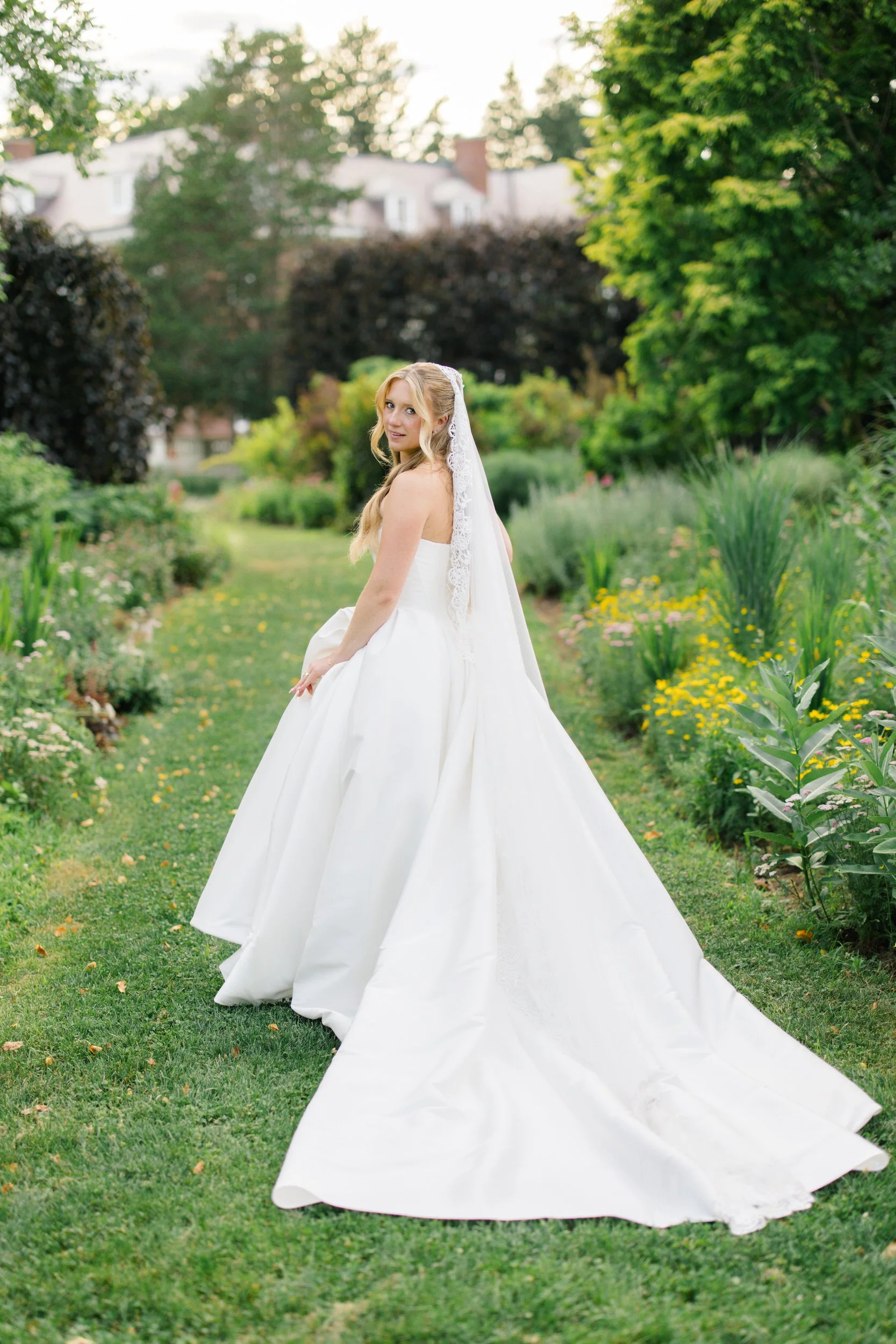 European-inspired wedding portraits at sunset in Wellesley Massachusetts